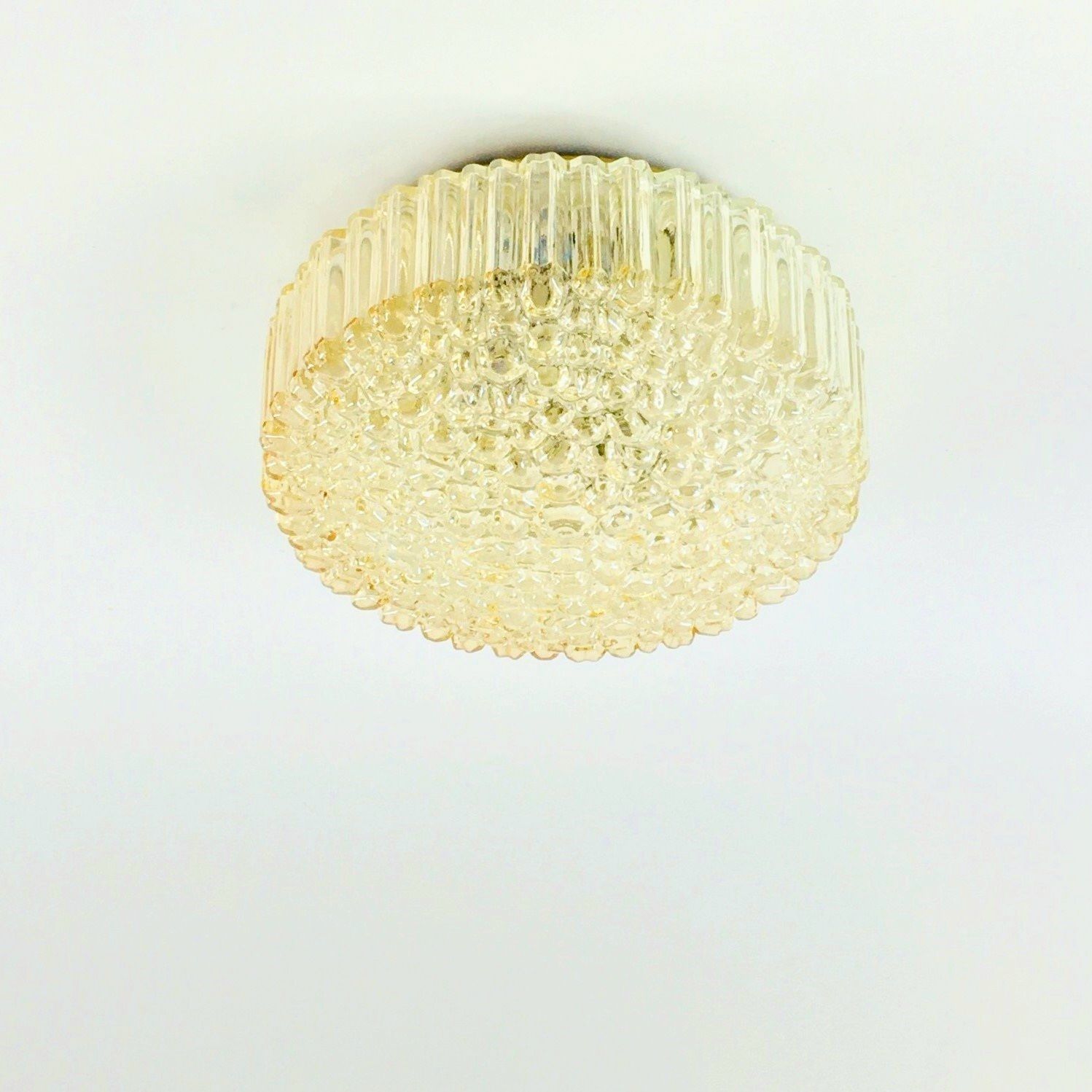 Mid Century Amber Bubble Glass Ceiling Light By Helena Tynell For Limburg, Germany, 1970s photo furniture
