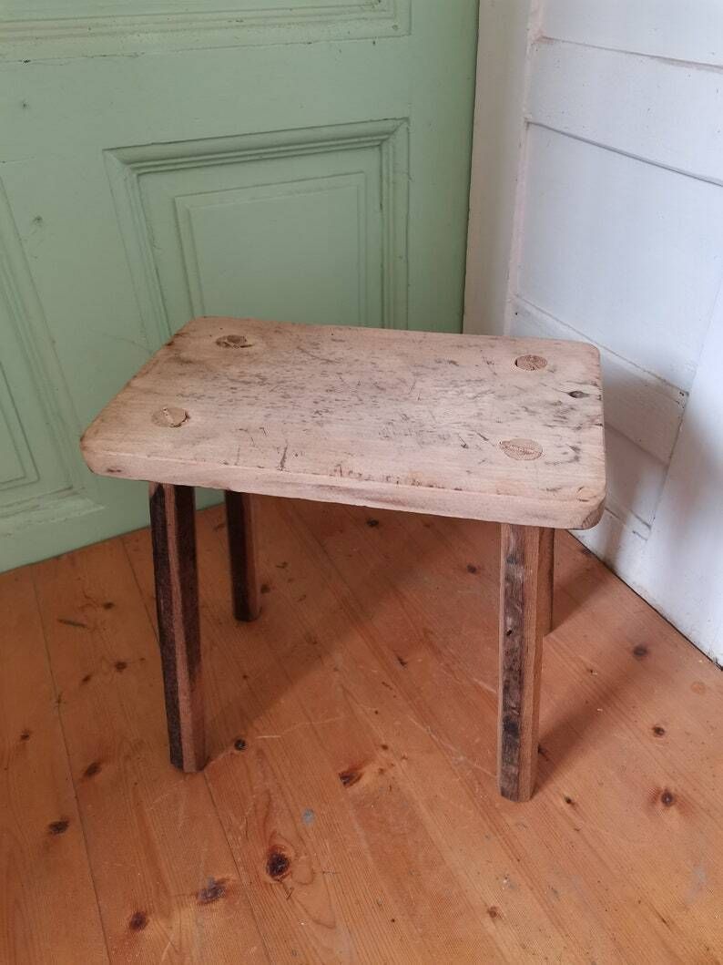 Neat And Tidy Milk Stool Or Table, Traditionally Hand Crafted From Reclaimed Material Using Acacia And Elm Wood. Solid Structure photo for sale