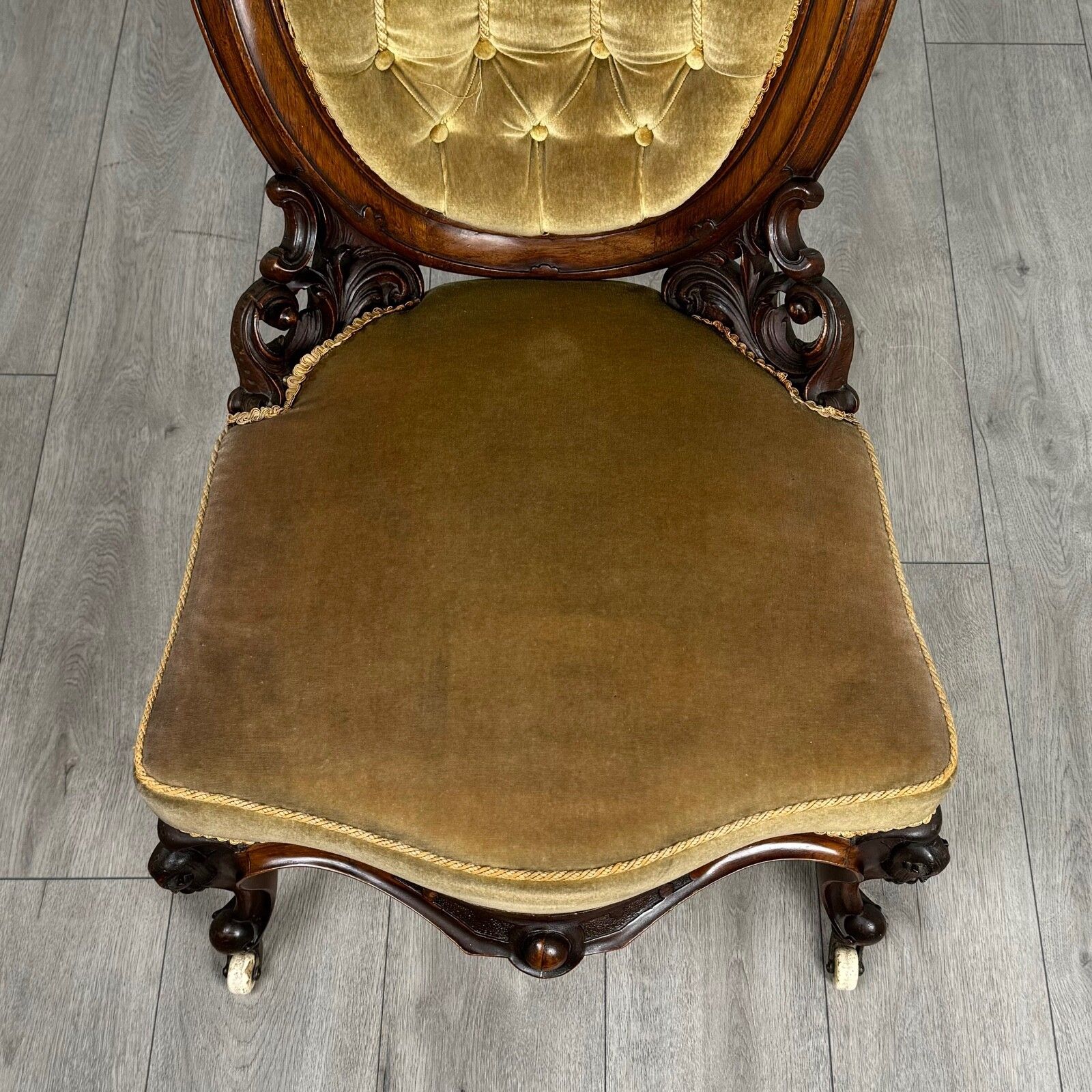 Furniture Antique 19th Century Nursing Chair / Armchair In Walnut photo