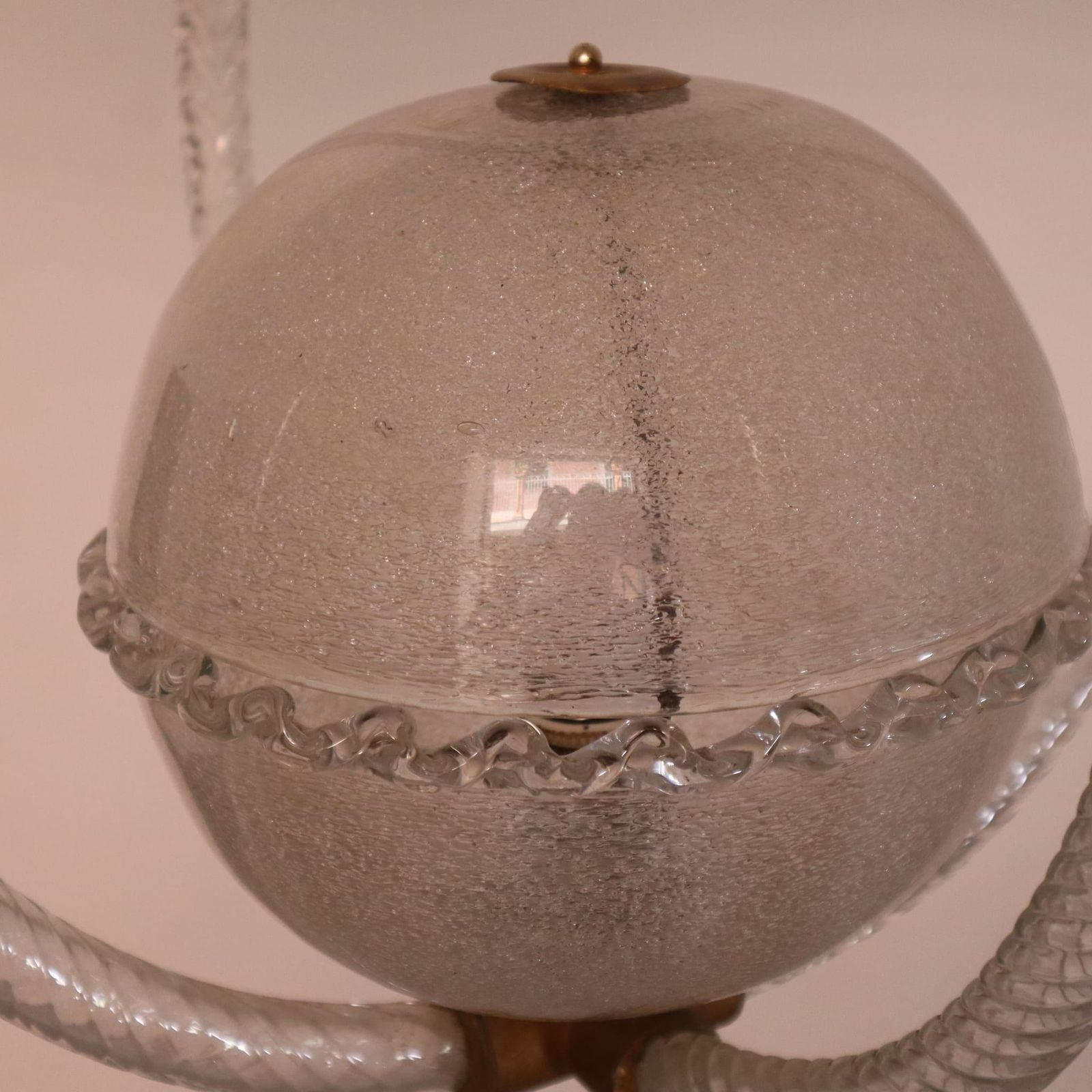 Art Deco Murano Glass Chandelier Barovier Toso Style, Italy, 1940s photo Lighting