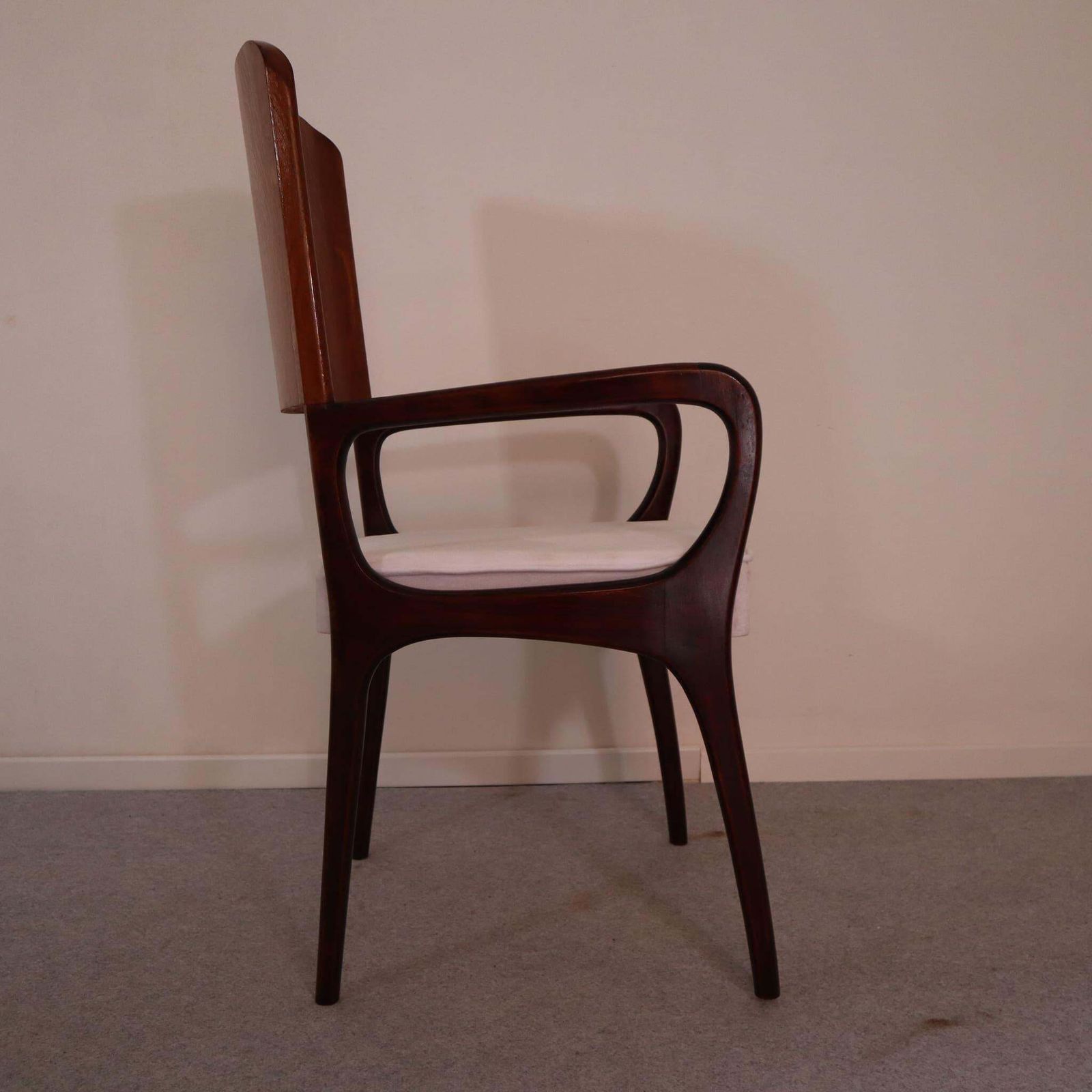 Mid Century Modern Italian Maple And White Velvet Chair, 1950s photo 424.0