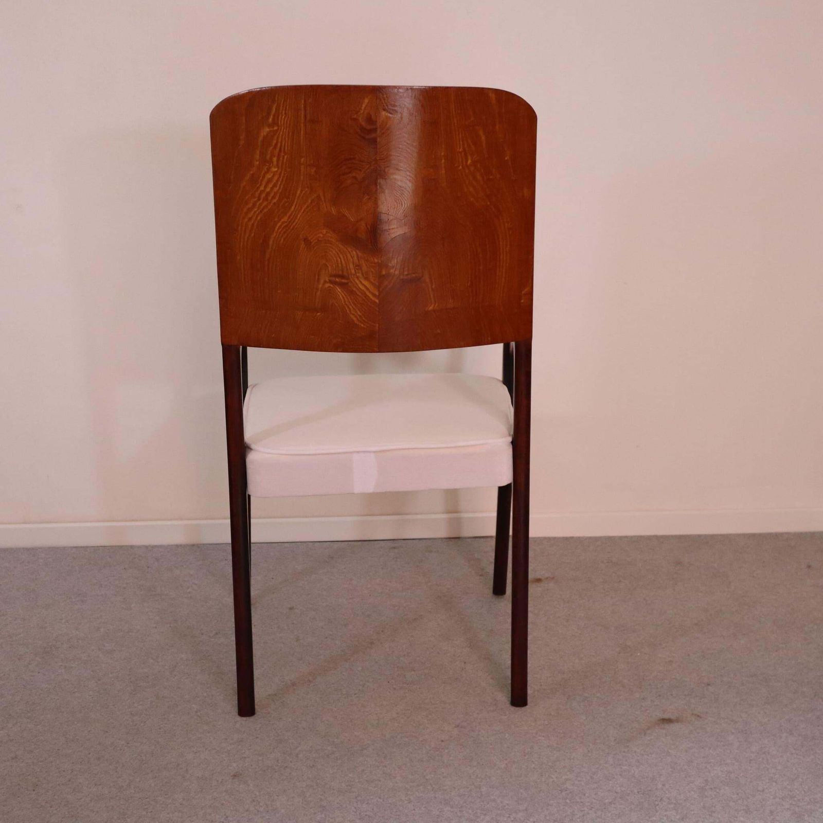 photo furniture Mid Century Modern Italian Maple And White Velvet Chair, 1950s