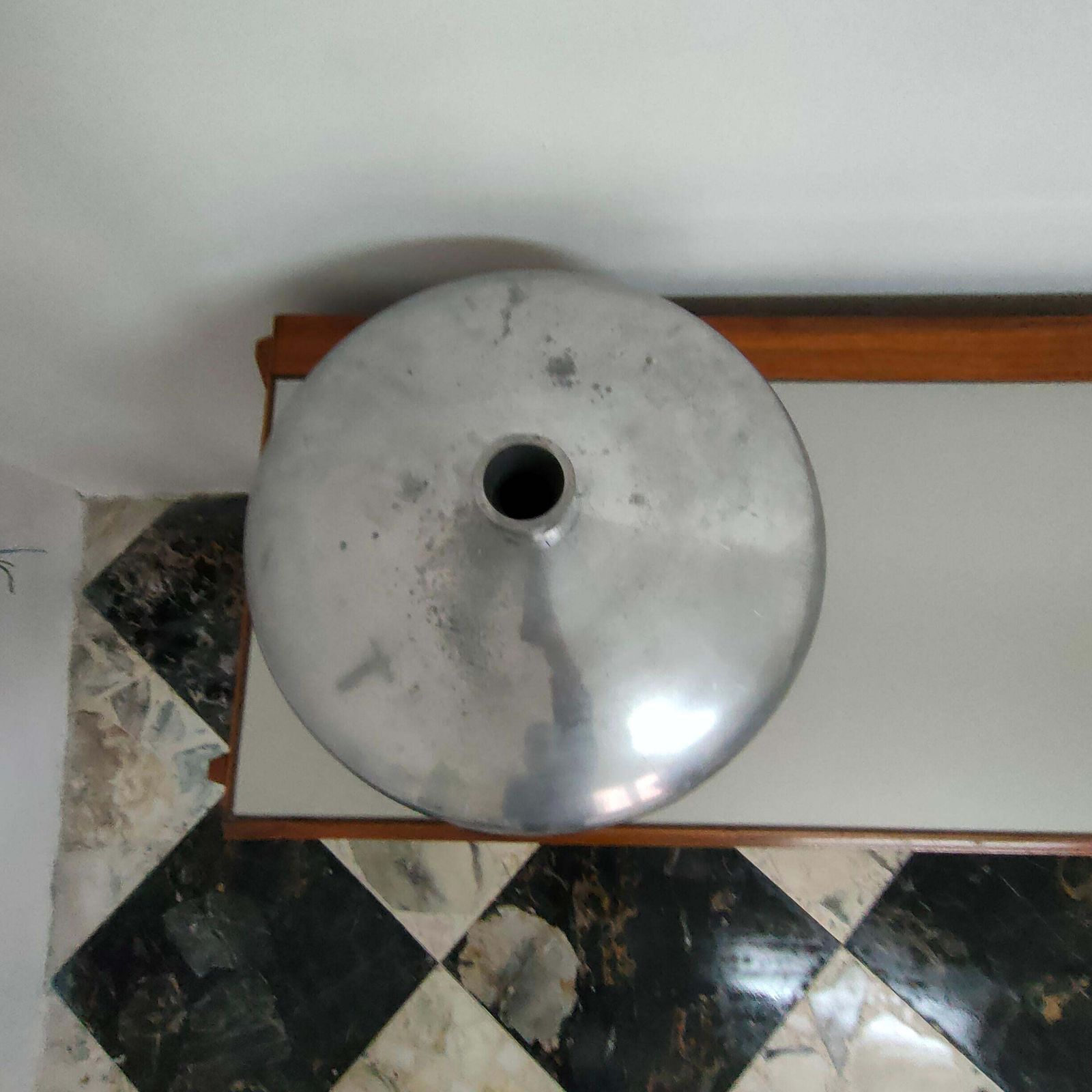 Mid Century Modern Round Cast Aluminum Vase, Italy, 1970s photo Home Decor