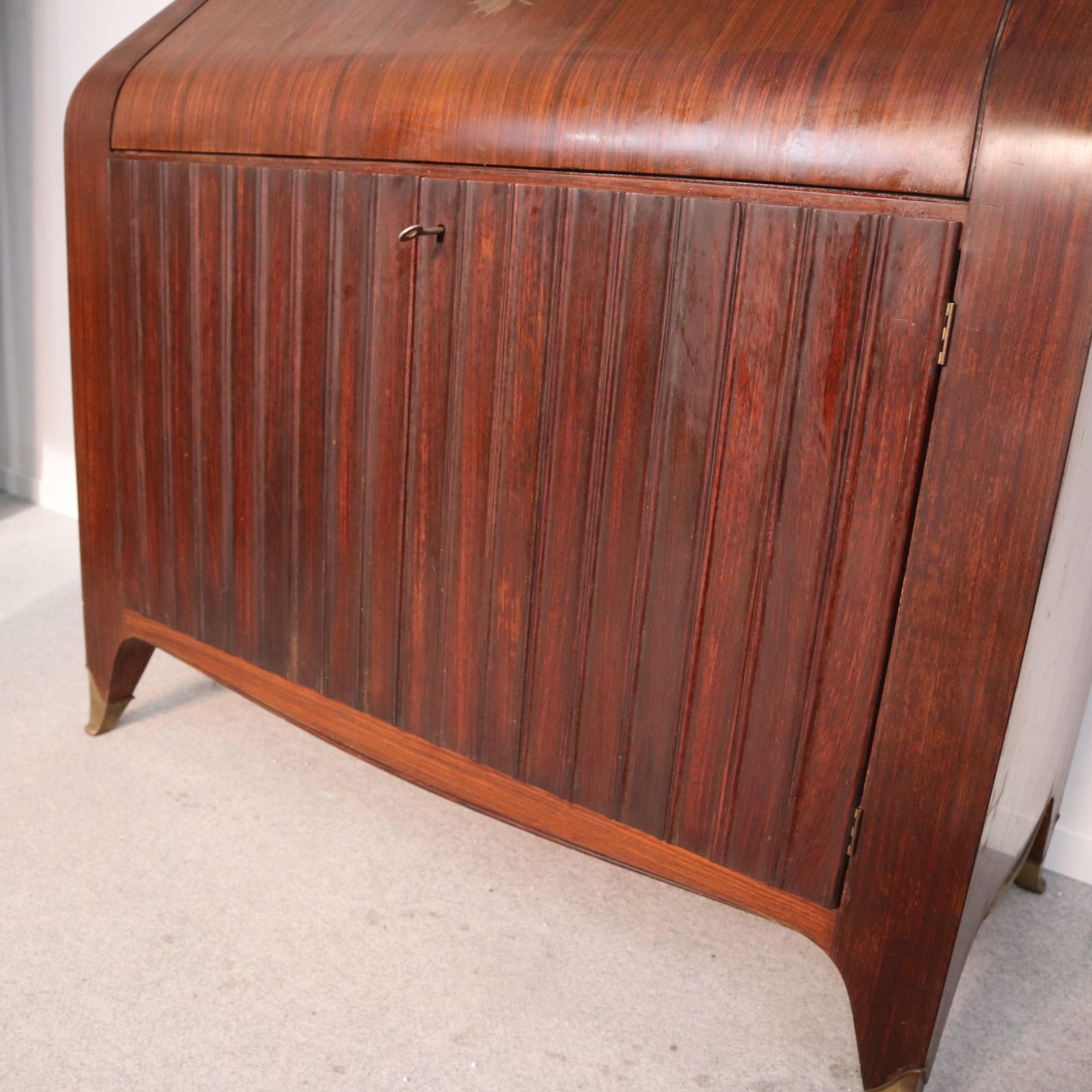 Mid Century Modern Rosewood Brass Trumeau Designed By Paolo Buffa, Italy, 1940s photo vinterior