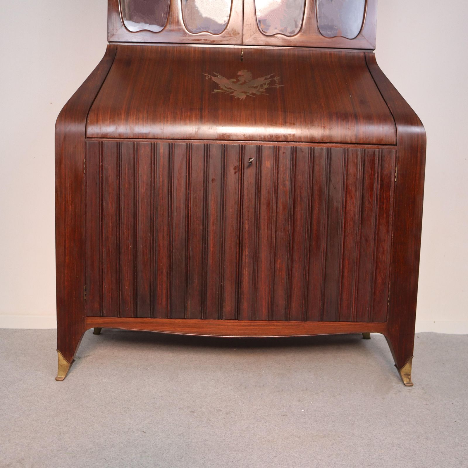 Mid Century Modern Rosewood Brass Trumeau Designed By Paolo Buffa, Italy, 1940s photo buy