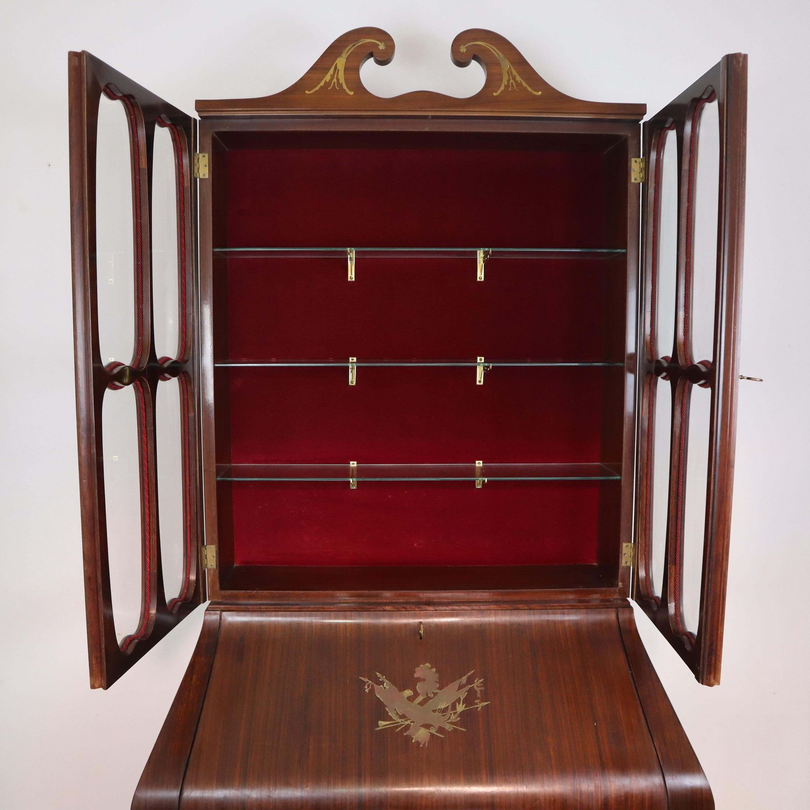Furniture Mid Century Modern Rosewood Brass Trumeau Designed By Paolo Buffa, Italy, 1940s photo