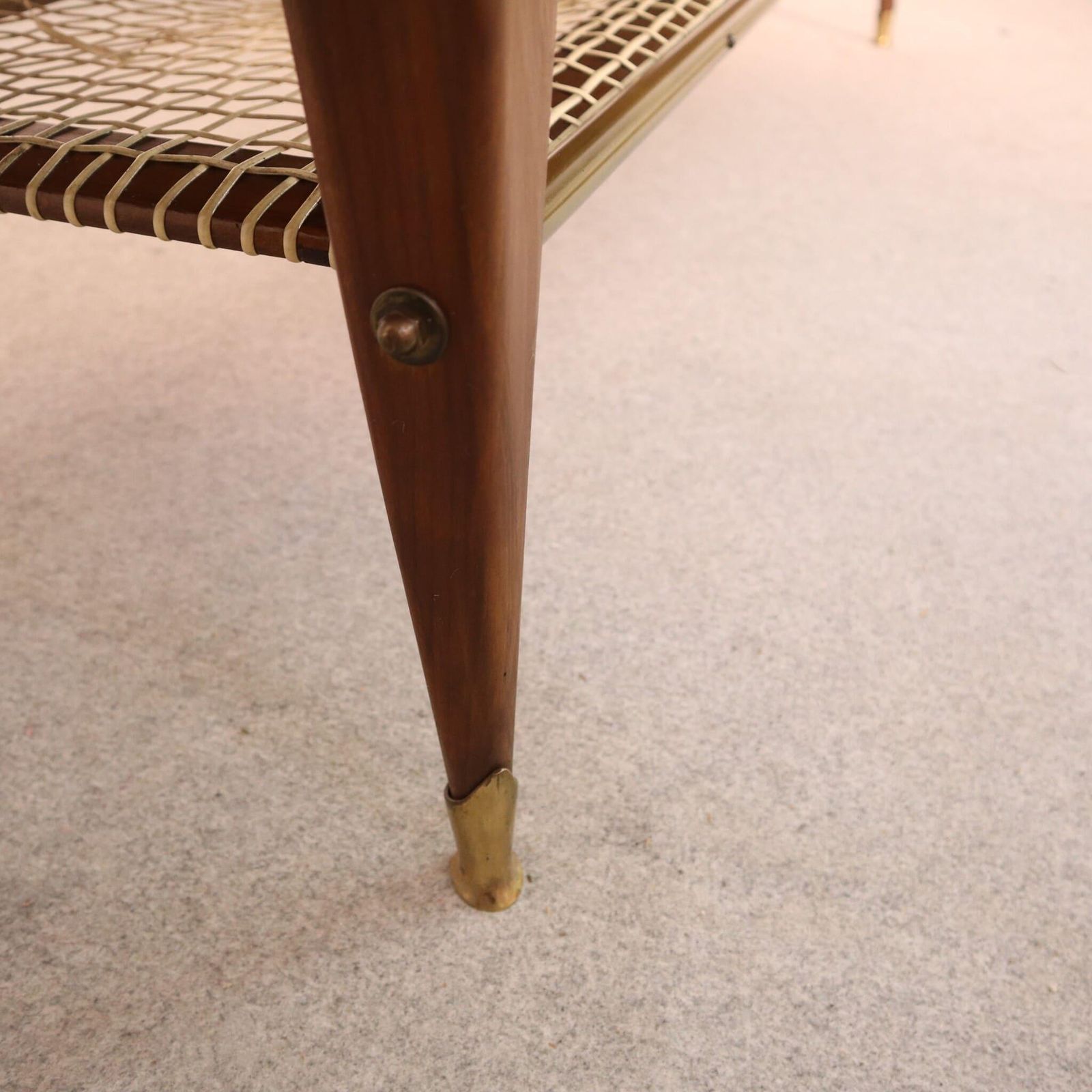 Mid Century Modern Italian Solid Walnut Brass Coffee Table From 1960s photo 1017.0