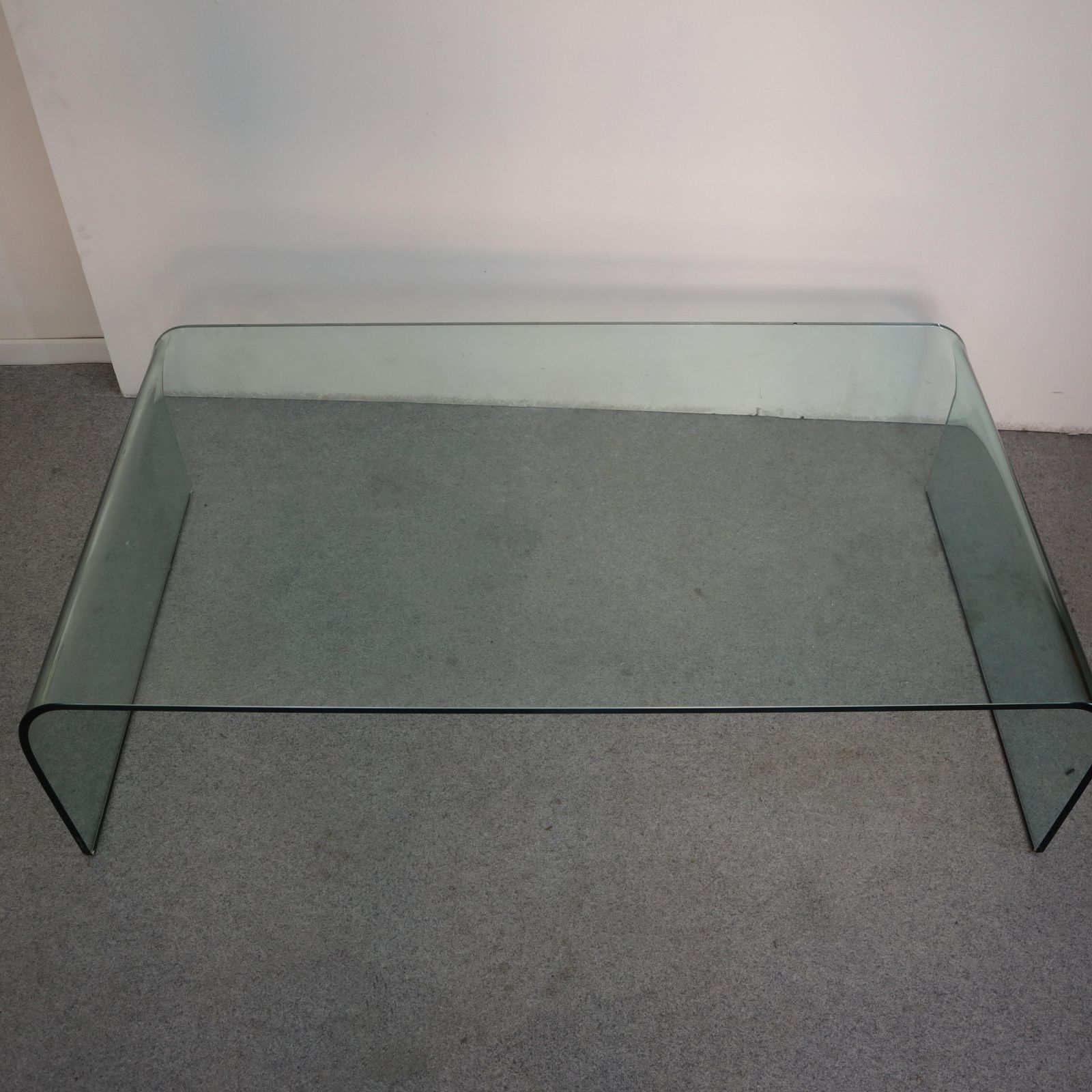 Mid Century Modern Glass Curved Table By Angelo Cortesi For Fiam, Italy, 1970s photo 1263.0