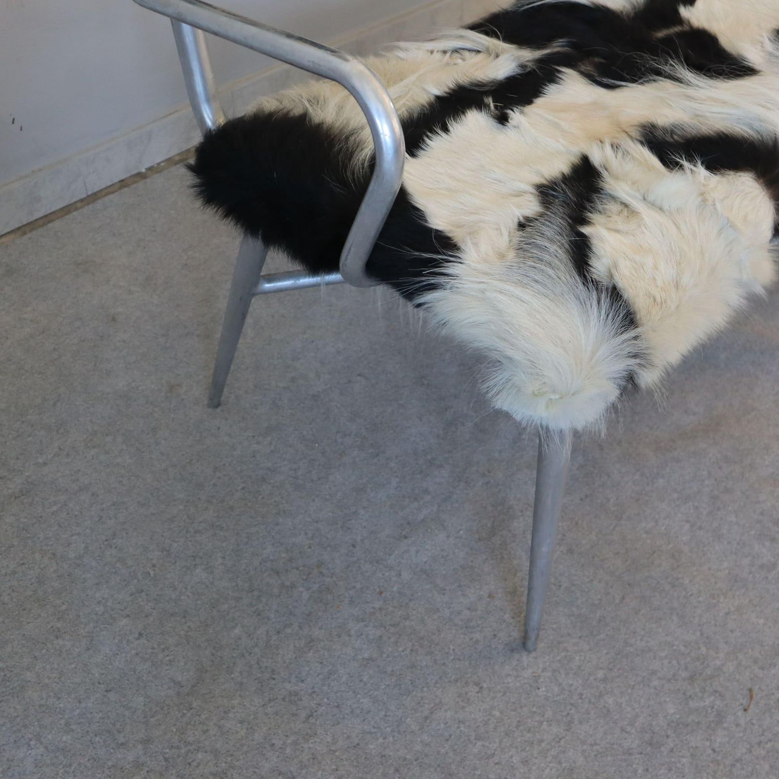 Industrial Metal And Cowhide Bench, Italy, 1950s photo furniture