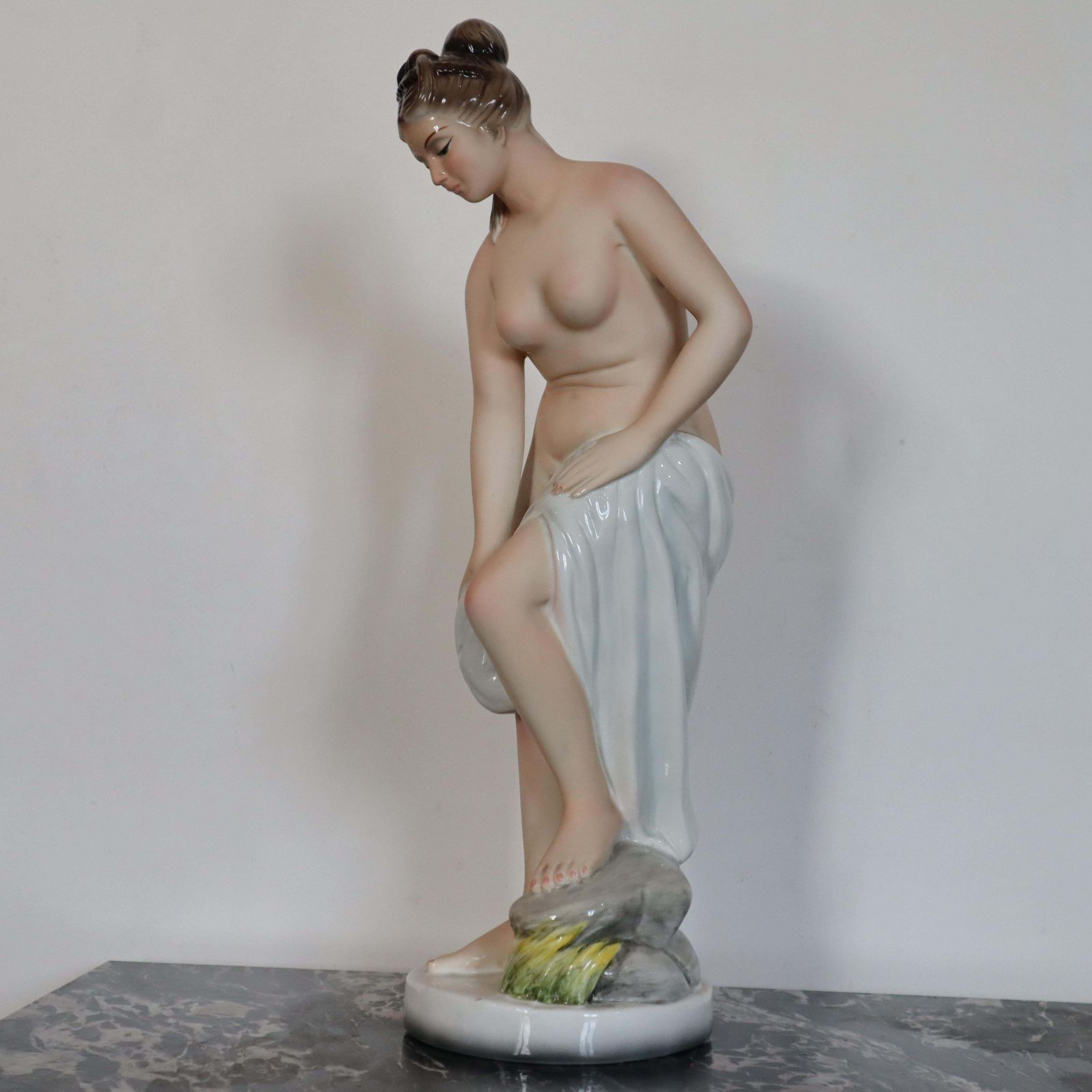 Ceramic Sculpture Female Figure At The Favaro And Cecchetto Bath, Italy, 1937 photo vintage