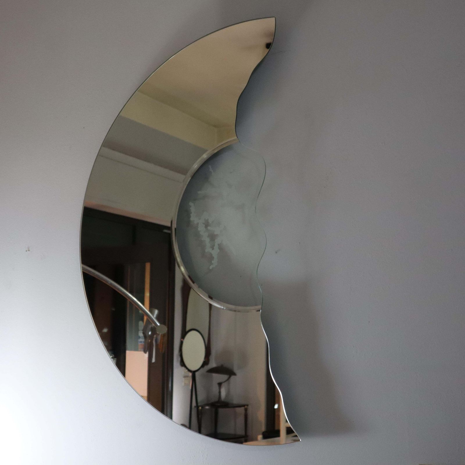 Mid Century Modern Glass "Scornice" Mirror By Nanda Vigo For Glas Italia 1980s photo for sale