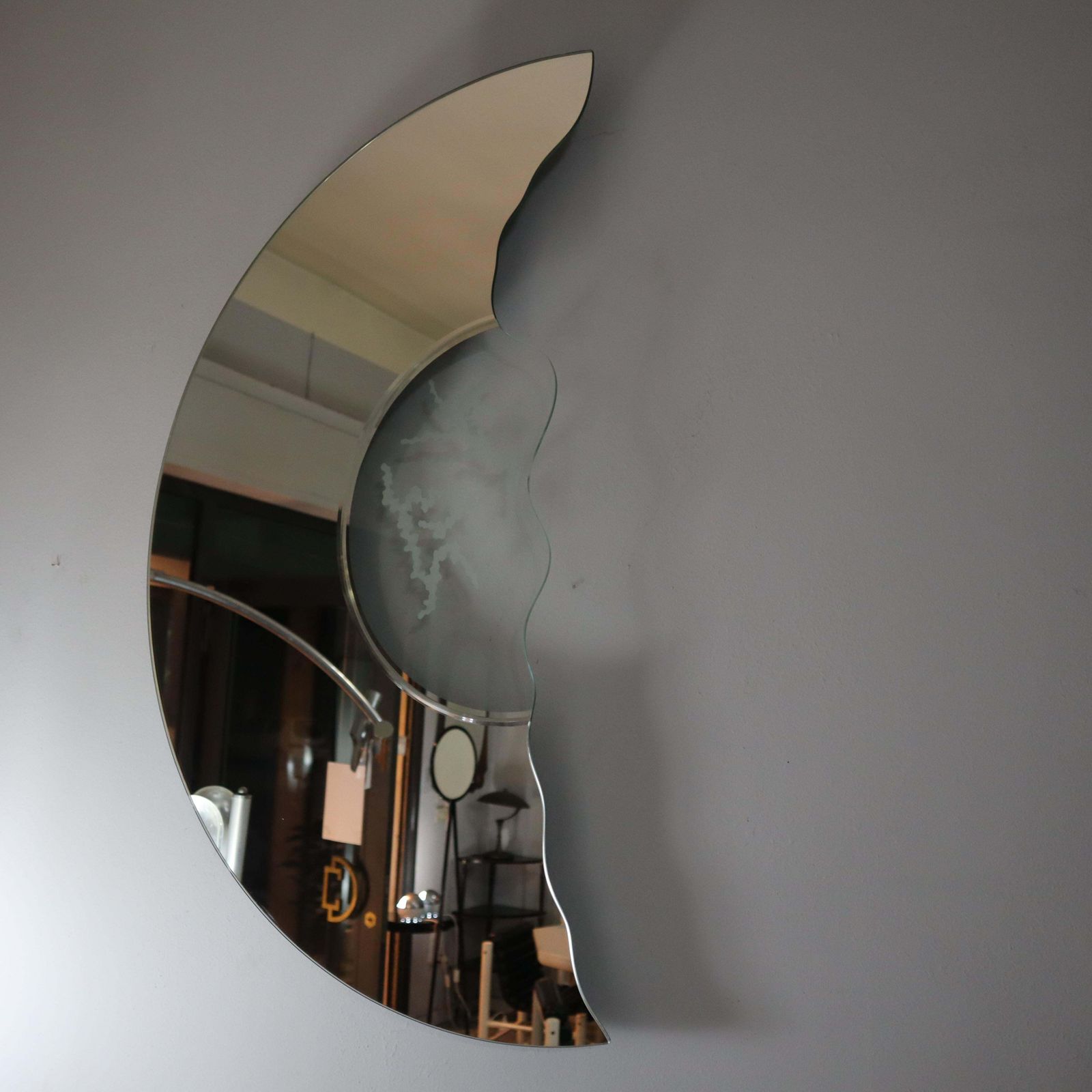Mid Century Modern Glass "Scornice" Mirror By Nanda Vigo For Glas Italia 1980s photo vinterior