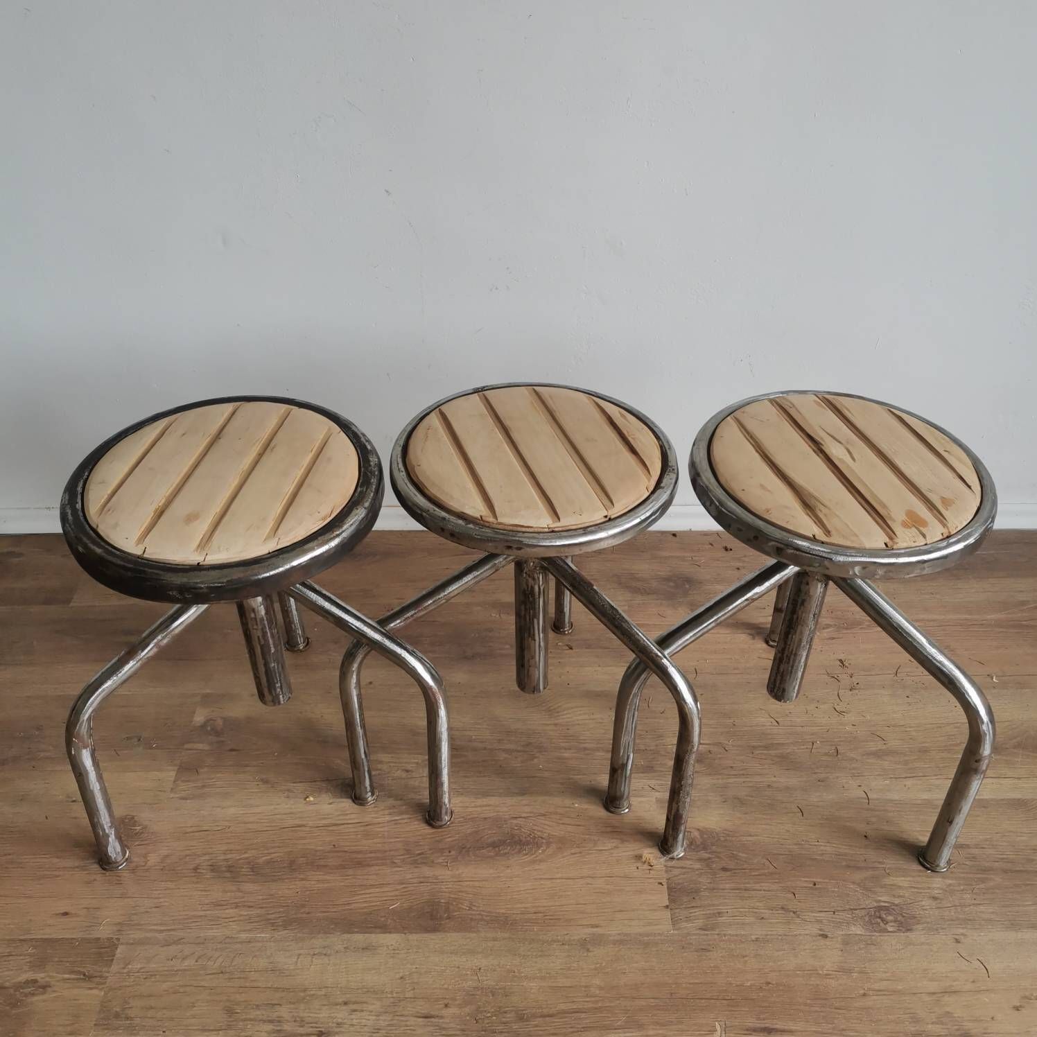 Heavy Steel Retro Work Seat Engineering Stool Factory Chair Vintage Bench Seat Machinists Swivel Adjustable Stool 1950s European Refurbished photo 155.0