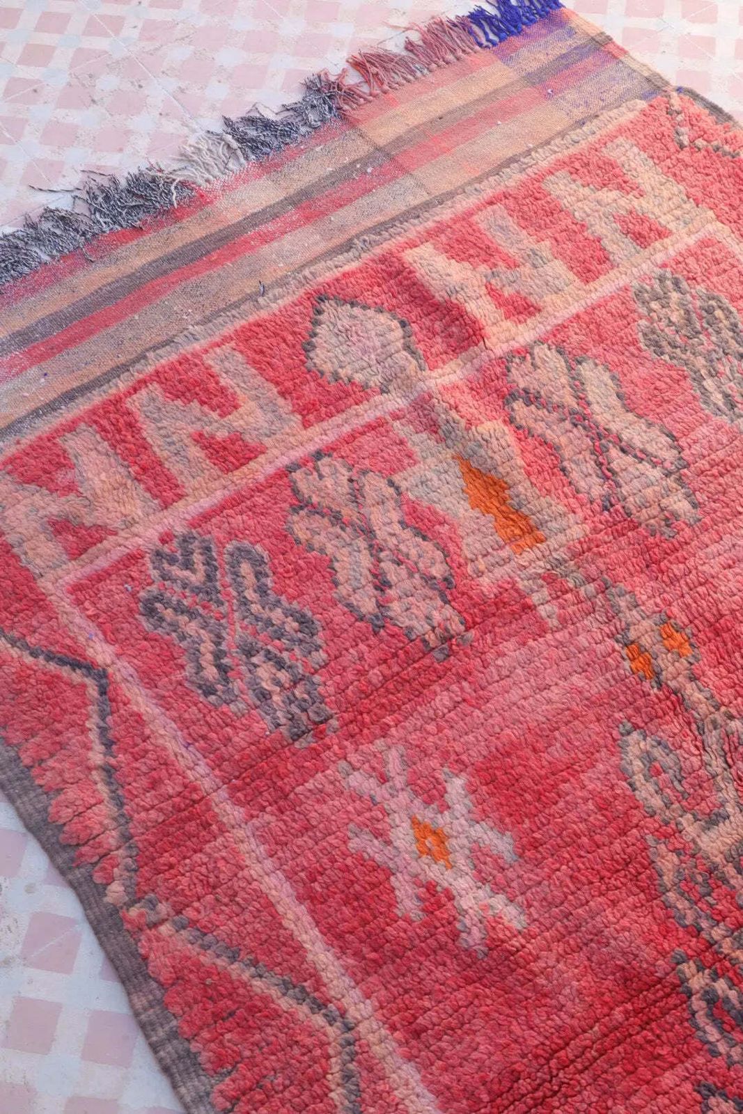 photo vinterior Berber Carpet Azilal Terracotta Colorful Patterns   290 X 113 Cm