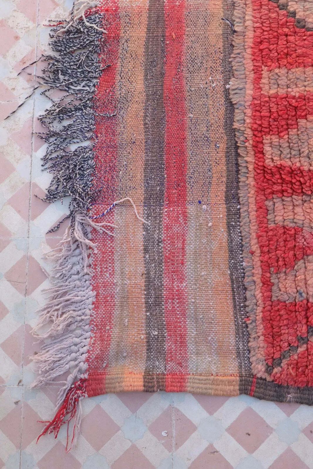 photo buy Berber Carpet Azilal Terracotta Colorful Patterns   290 X 113 Cm