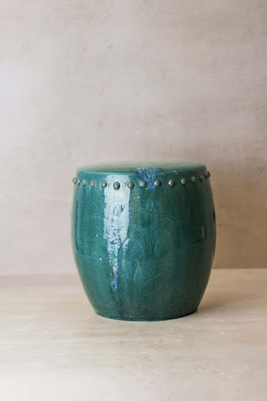 Vintage Emerald Green Ceramic Glazed Asian Garden Stool   No 1 photo for sale