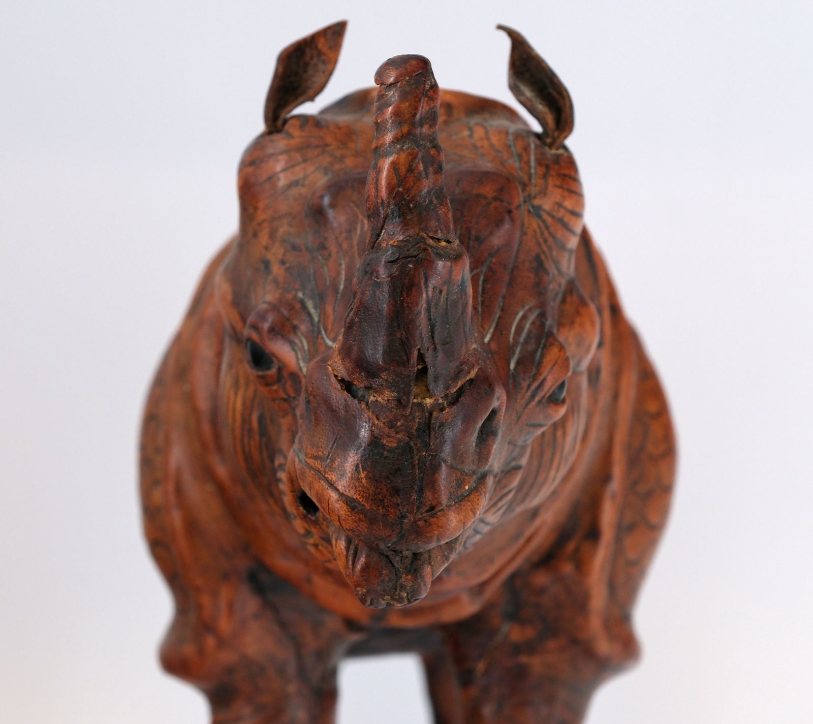 Home Decor Good Early 20th Century Leather Covered Rhino Model Sculpture photo