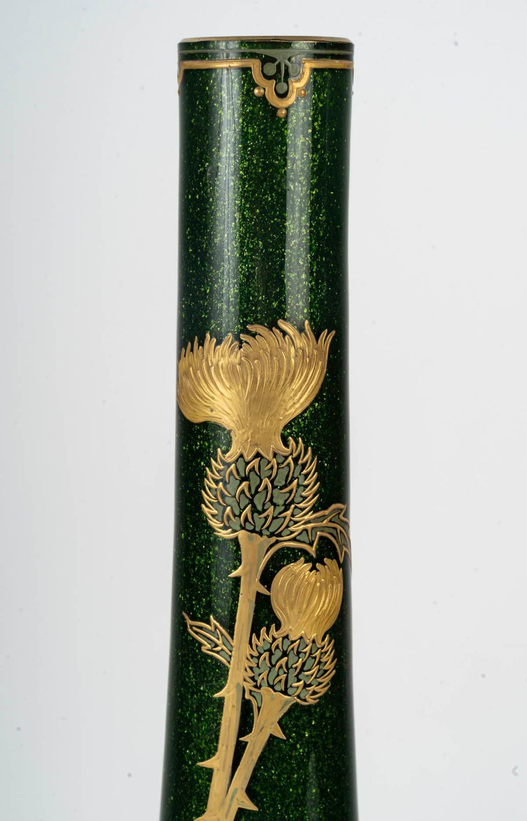 Montjoye Vase, Thistle Design, Iridescent Glass, 1900, Art Nouveau. photo furniture
