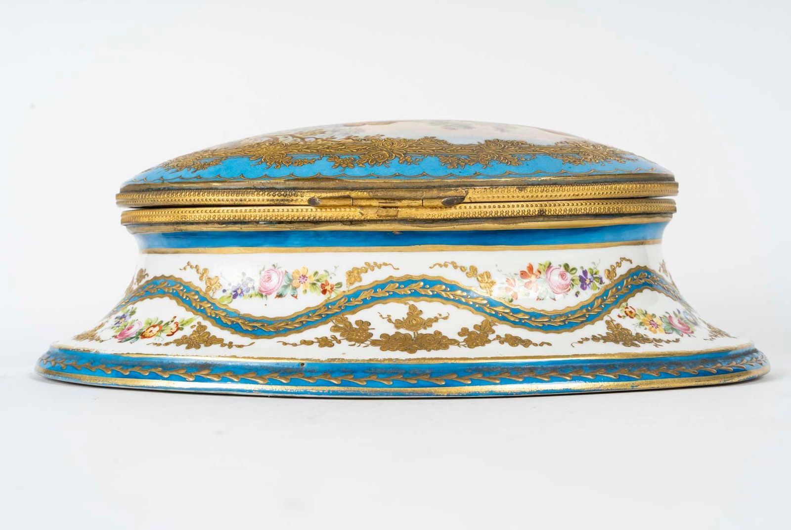 Bronze And Porcelain Box, Napoleon III Period, 19th Century. photo vintage