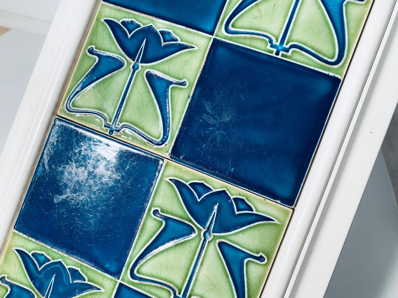 Art Nouveau Ceramic Tile Wall Hanging With Flower Motif / Authentic 1900s Decor photo 203.0