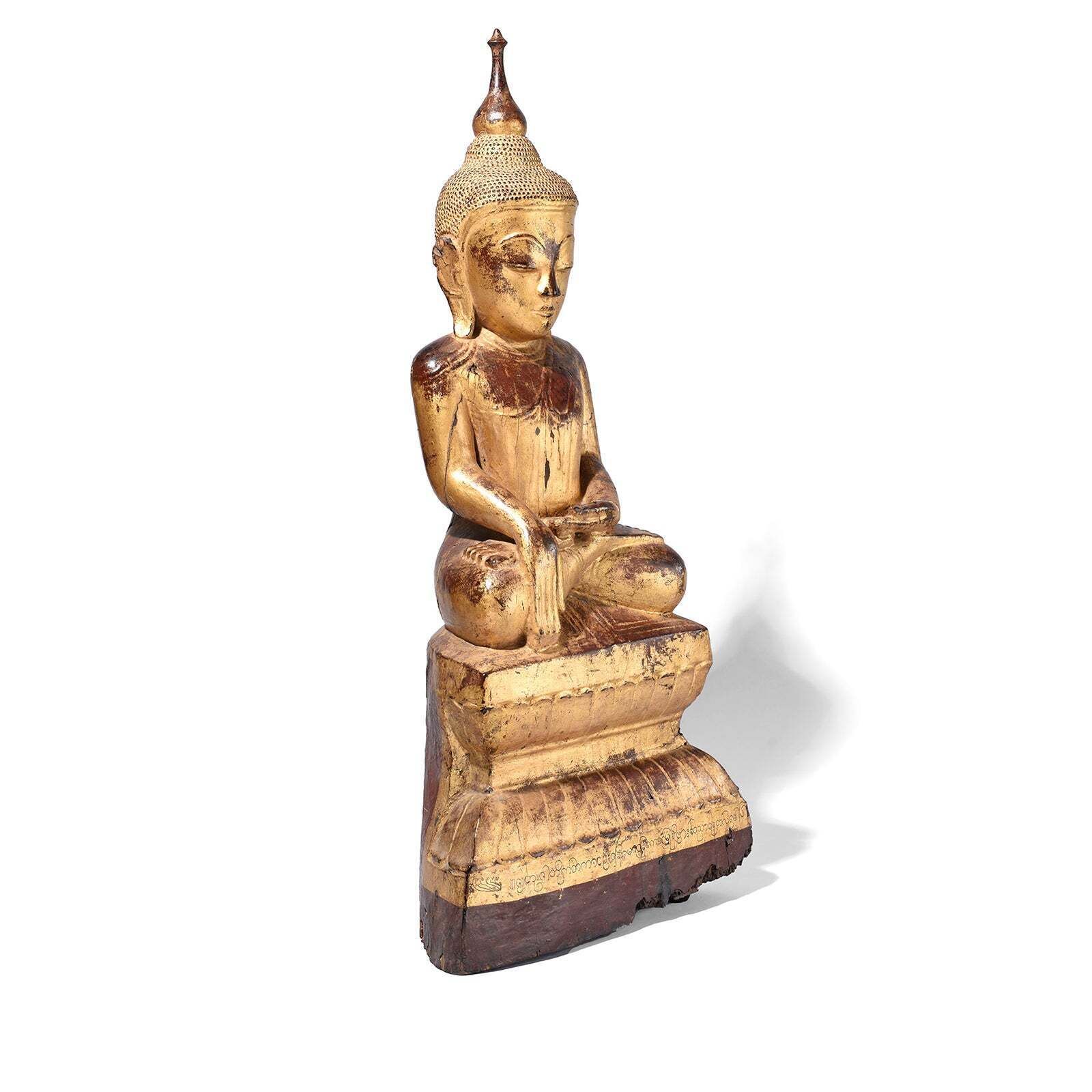 Antique Gilt Teak Burmese Shan Buddha, Early 19th Century photo for sale