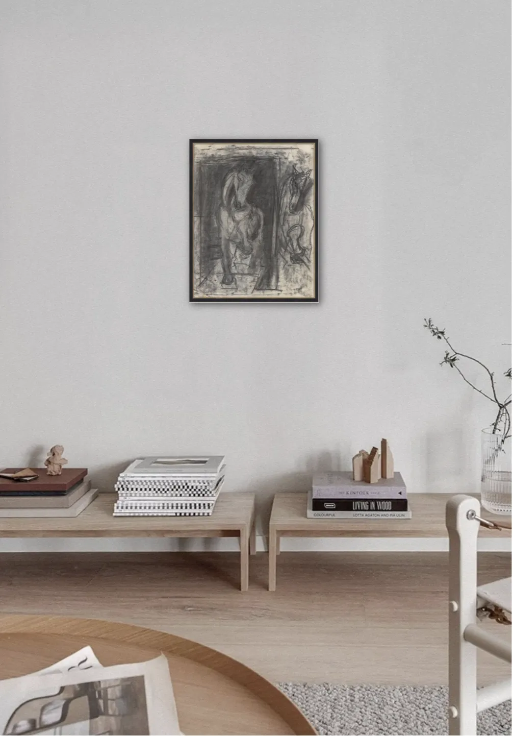 Dynamic Charcoal Horse Portrait By Nan Frankel photo Art
