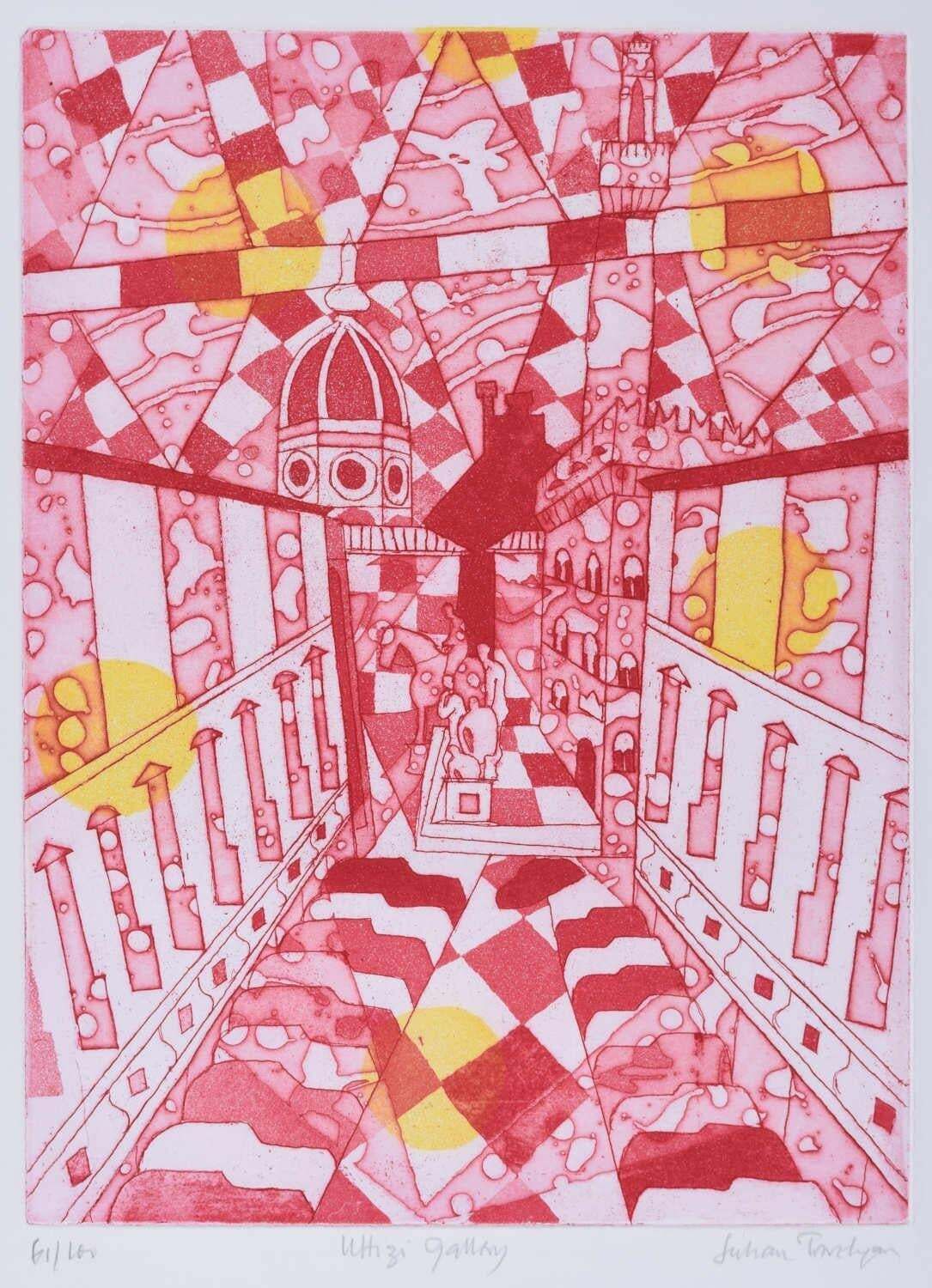 Ufizzi Gallery Etching By Julian Trevelyan1966 photo 1381.0