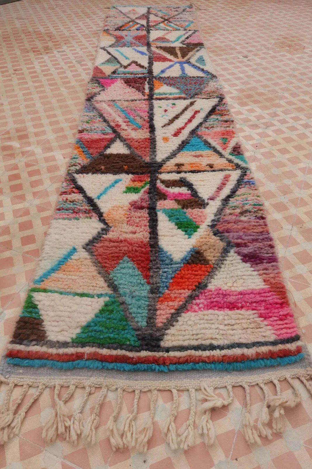 Berber Hallway Rug Boujaad Colorful Multicolor   320 X 68 Cm photo vinterior