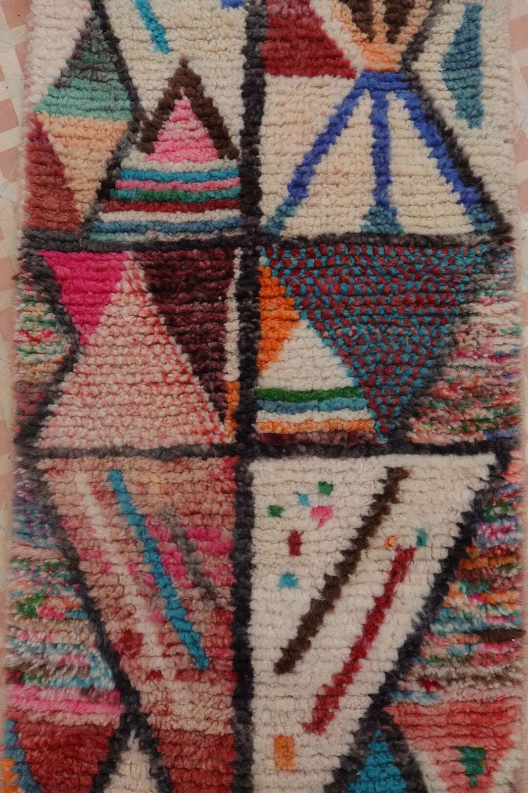 photo furniture Berber Hallway Rug Boujaad Colorful Multicolor   320 X 68 Cm