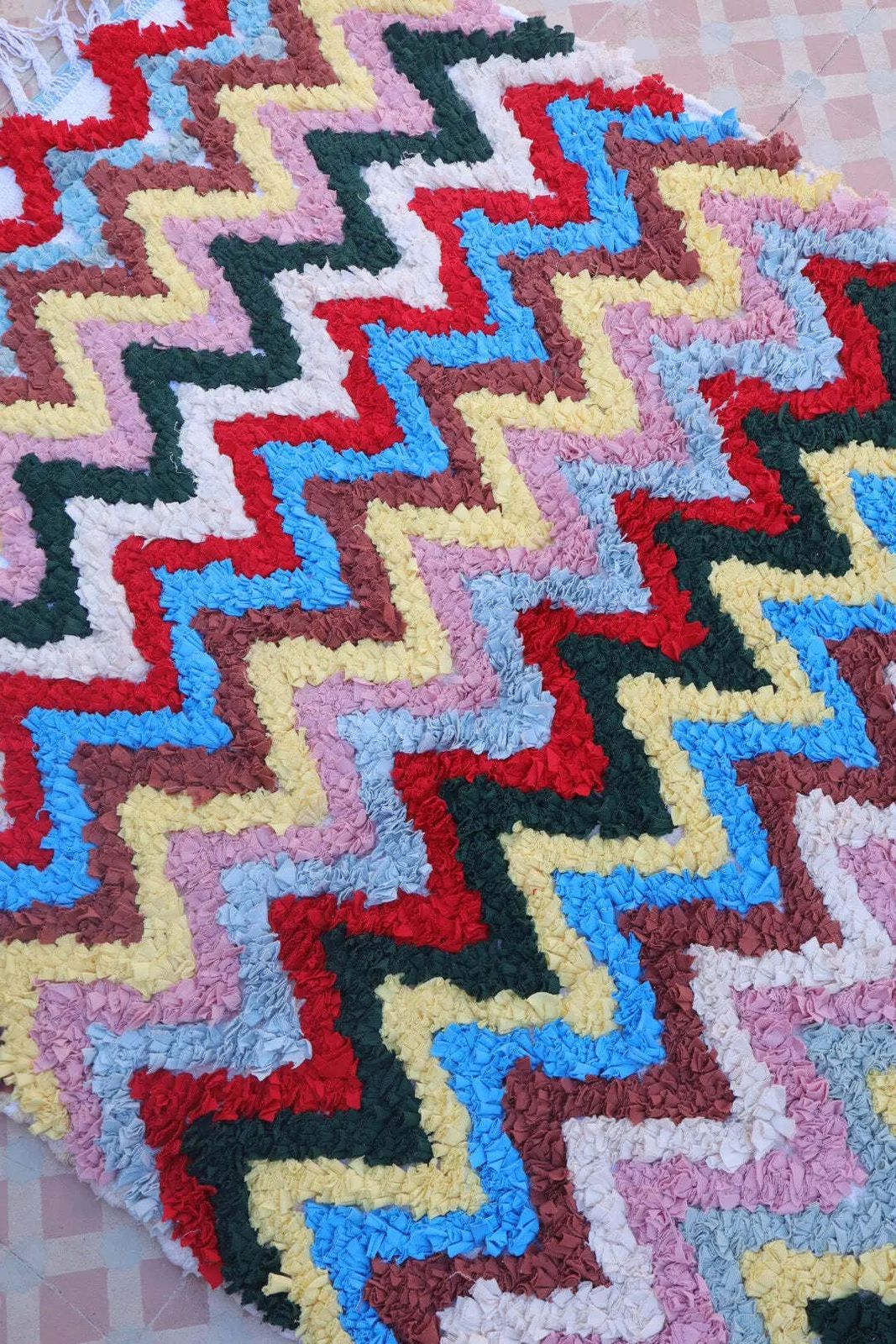 Colorful Berber Rug Boucherouite Multicolored Washable Cotton   148 X 105 Cm photo Textiles