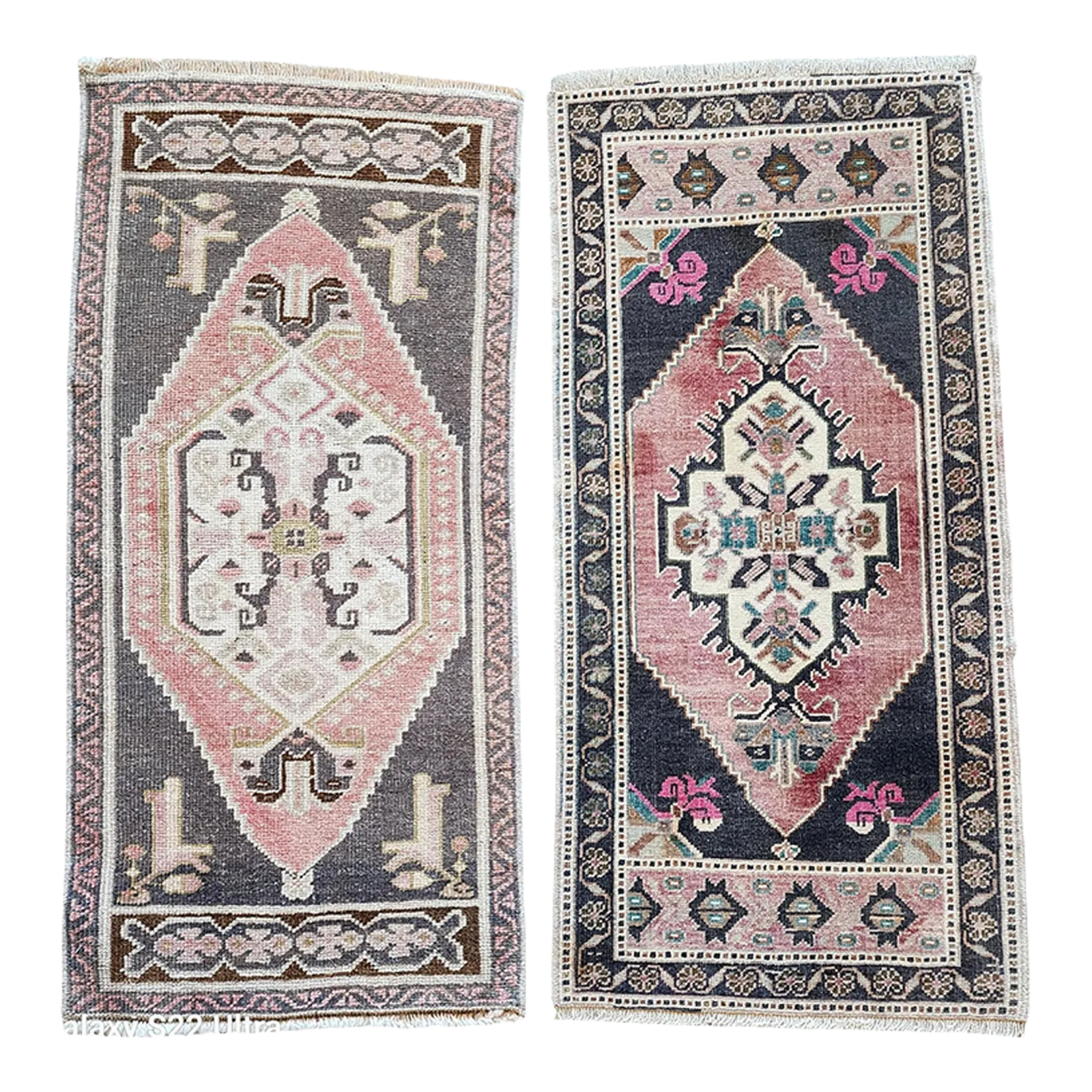 1970s Oushak Wool Small Hand Knotted Turkish Rug   A Pair