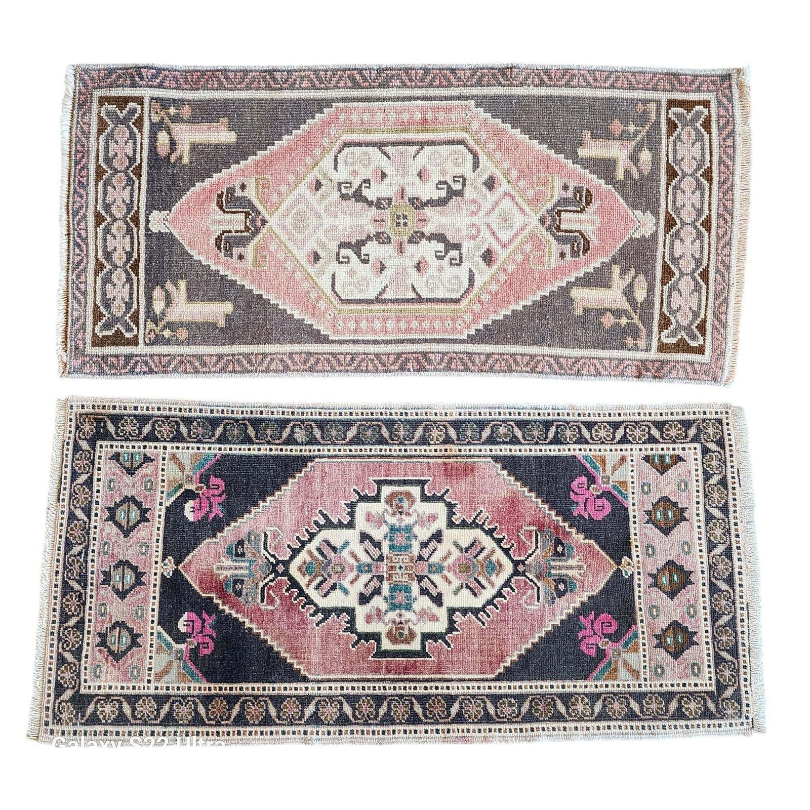 1970s Oushak Wool Small Hand Knotted Turkish Rug   A Pair photo for sale