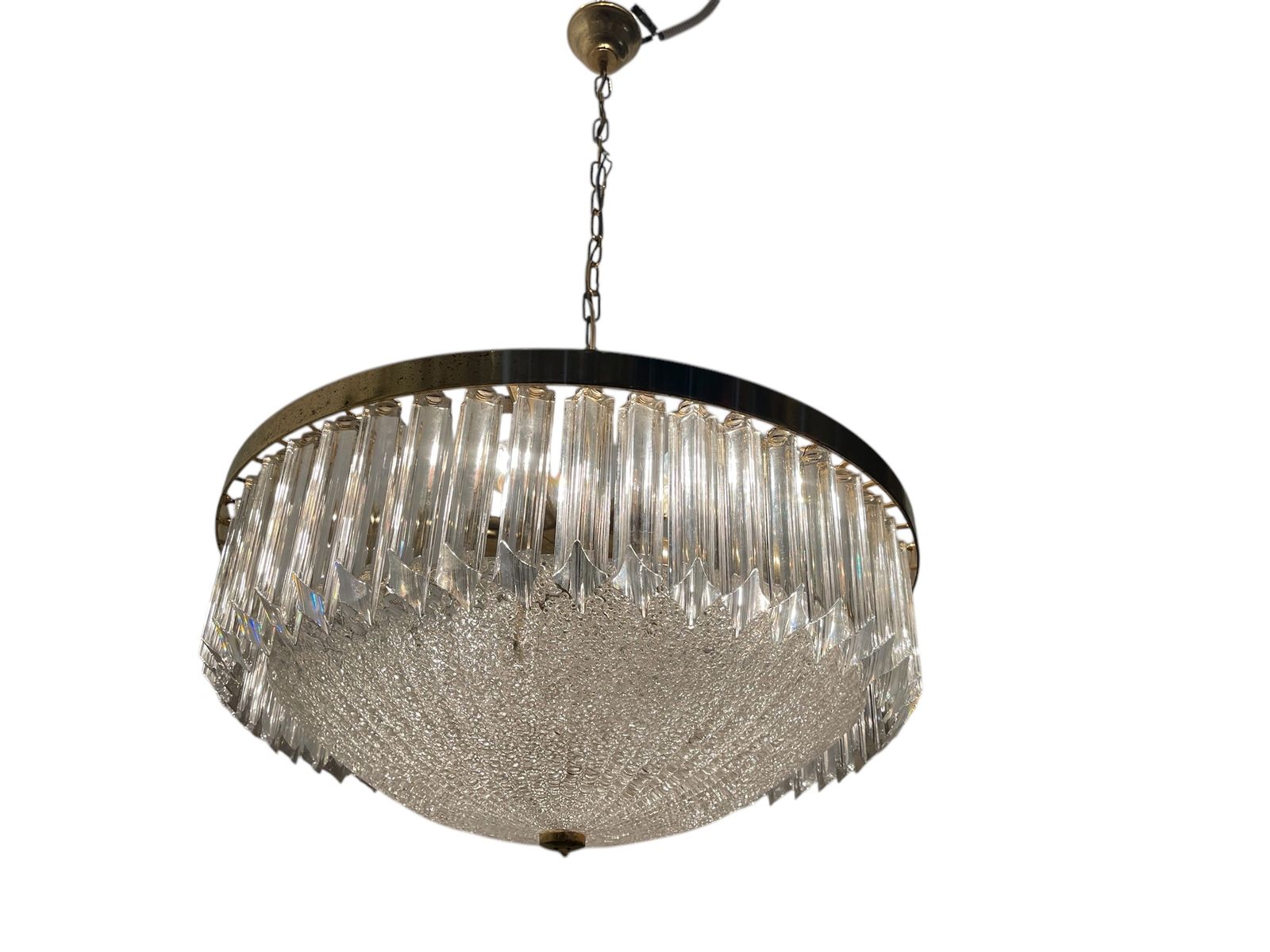 Large Murano Glass Trilobi Prism Chandelier 1970’s
