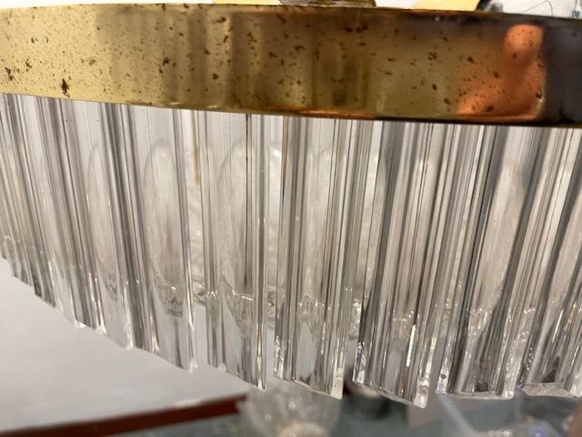 Large Murano Glass Trilobi Prism Chandelier 1970’s photo vintage