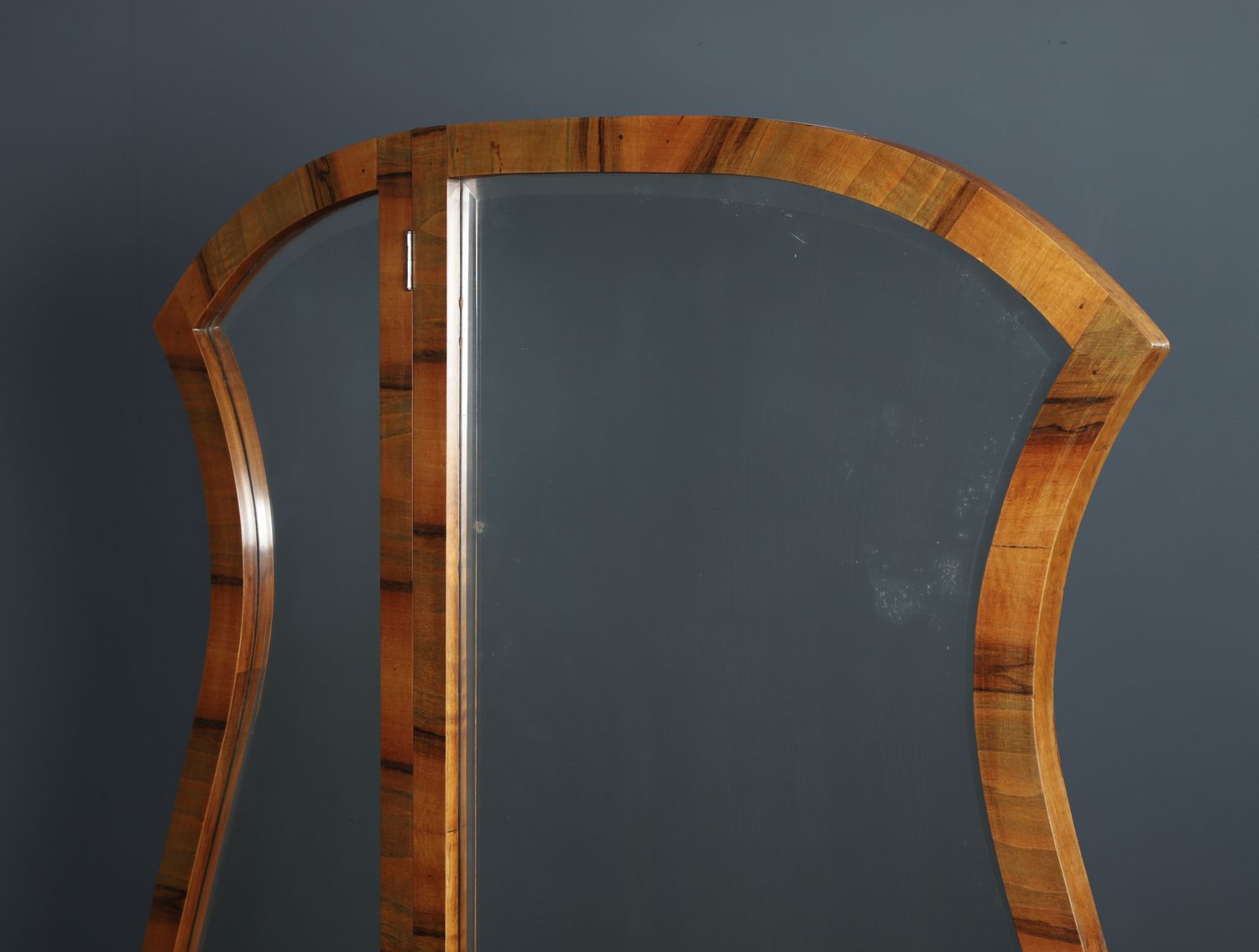 photo furniture Continental Art Deco Walnut Pedestal Dressing / Vanity Table With Mirrors (Circa 1930)