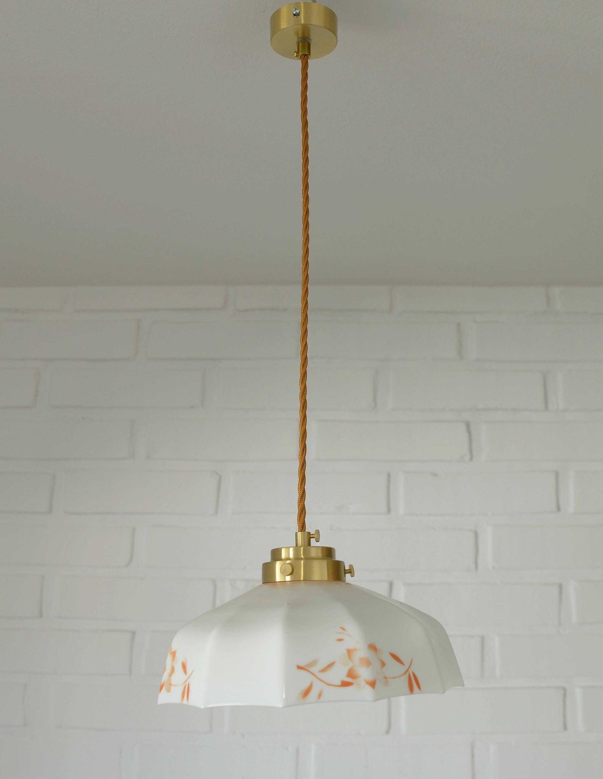 Vintage Pendant Lamp / Retro Kitchen 50's / Mid Century Hanging Lamp / Hand Blown Glass / Glass Chandelier / Light Fixture / Yugoslavia photo vinterior