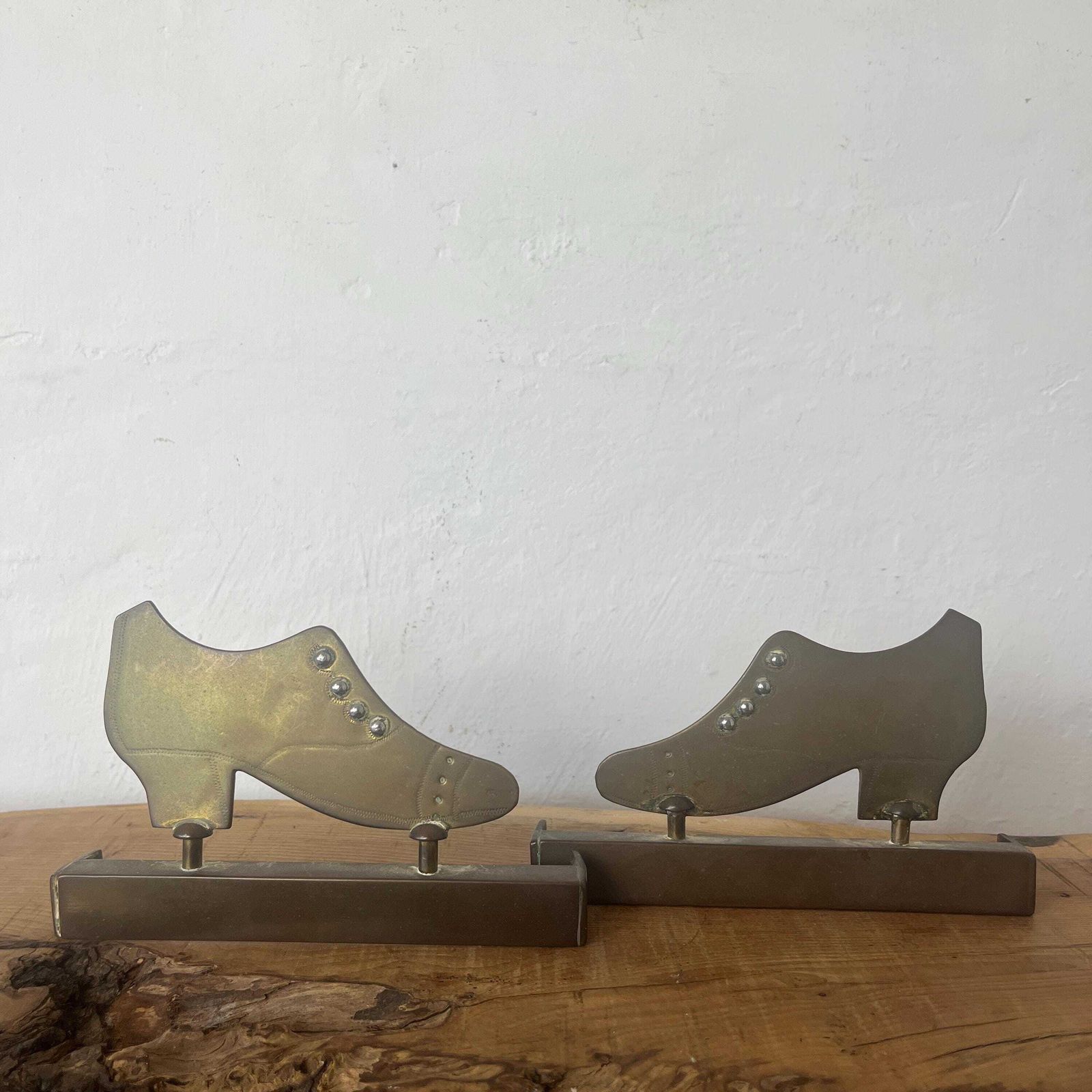 World War One Trench Art Lady Shoes Bookends, Brass Sculpture, Antique Art, Library Ornament, Study Furnishings, Military Crafts