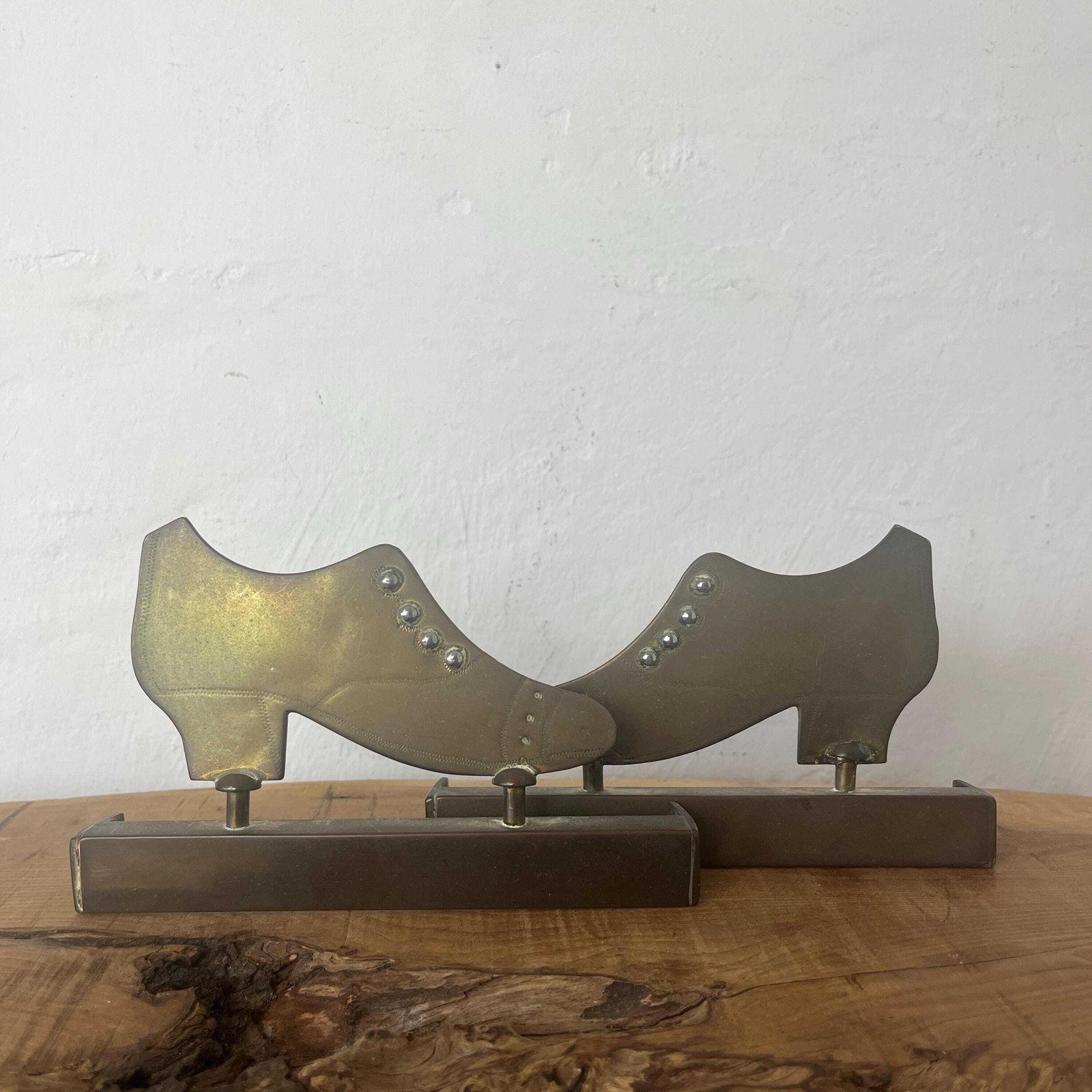 photo furniture World War One Trench Art Lady Shoes Bookends, Brass Sculpture, Antique Art, Library Ornament, Study Furnishings, Military Crafts