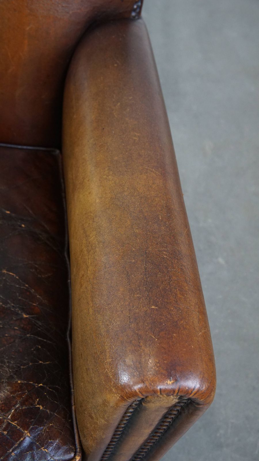 Charming And Characteristic Subtle Patinated Sheepskin Armchair With A Wonderful Patina photo vintage