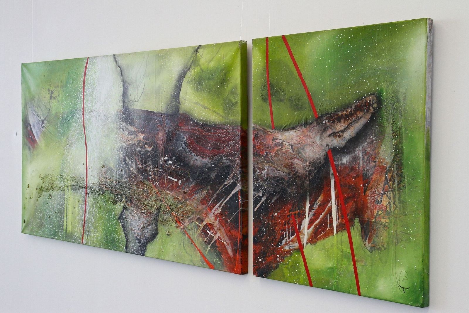 Abstract Two Part Painting "The Alli Gate", Acrylic On Canvas By Ms, At 2021 photo furniture