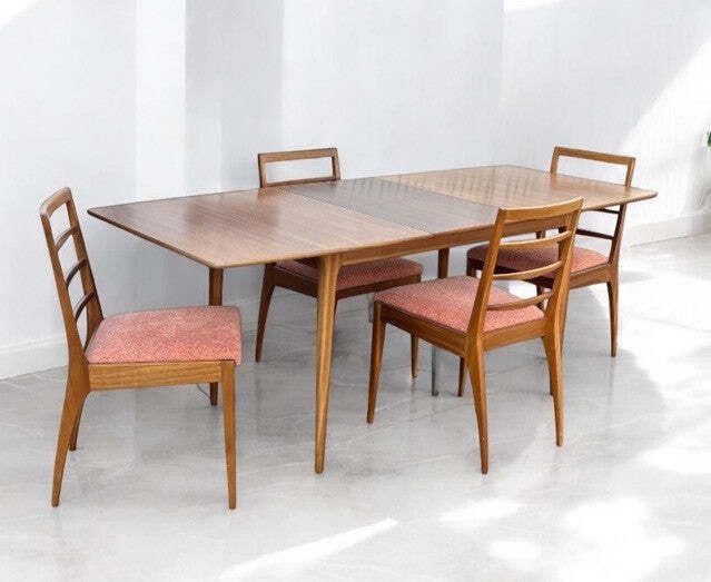 Mid Century McIntosh Teak Extending Dining Table & 4 Chairs photo furniture
