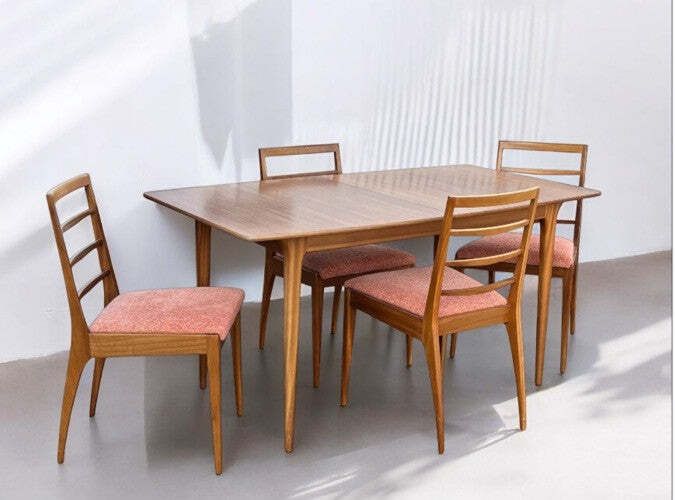 Mid Century McIntosh Teak Extending Dining Table & 4 Chairs photo for sale