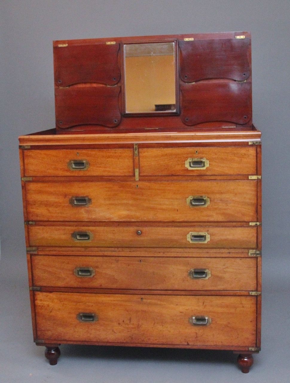 19th Century Mahogany Military Chest photo vintage