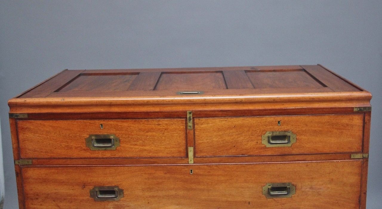 Furniture 19th Century Mahogany Military Chest photo