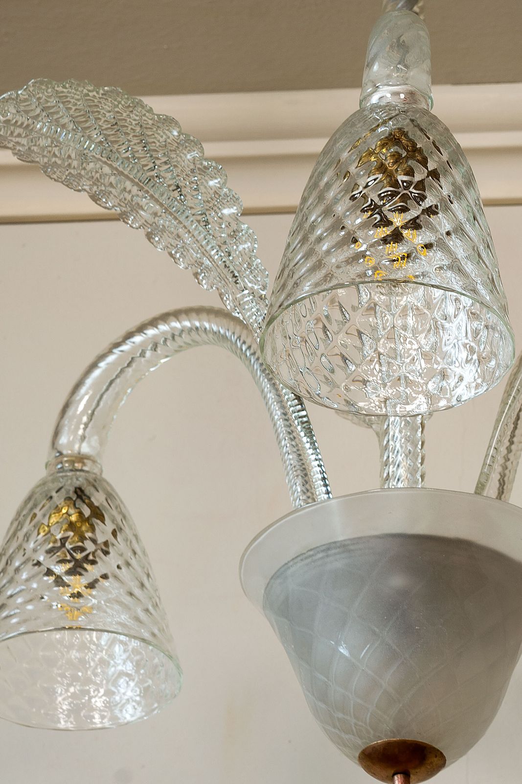 Three Light Art Deco Blown Glass Chandelier From Murano photo buy
