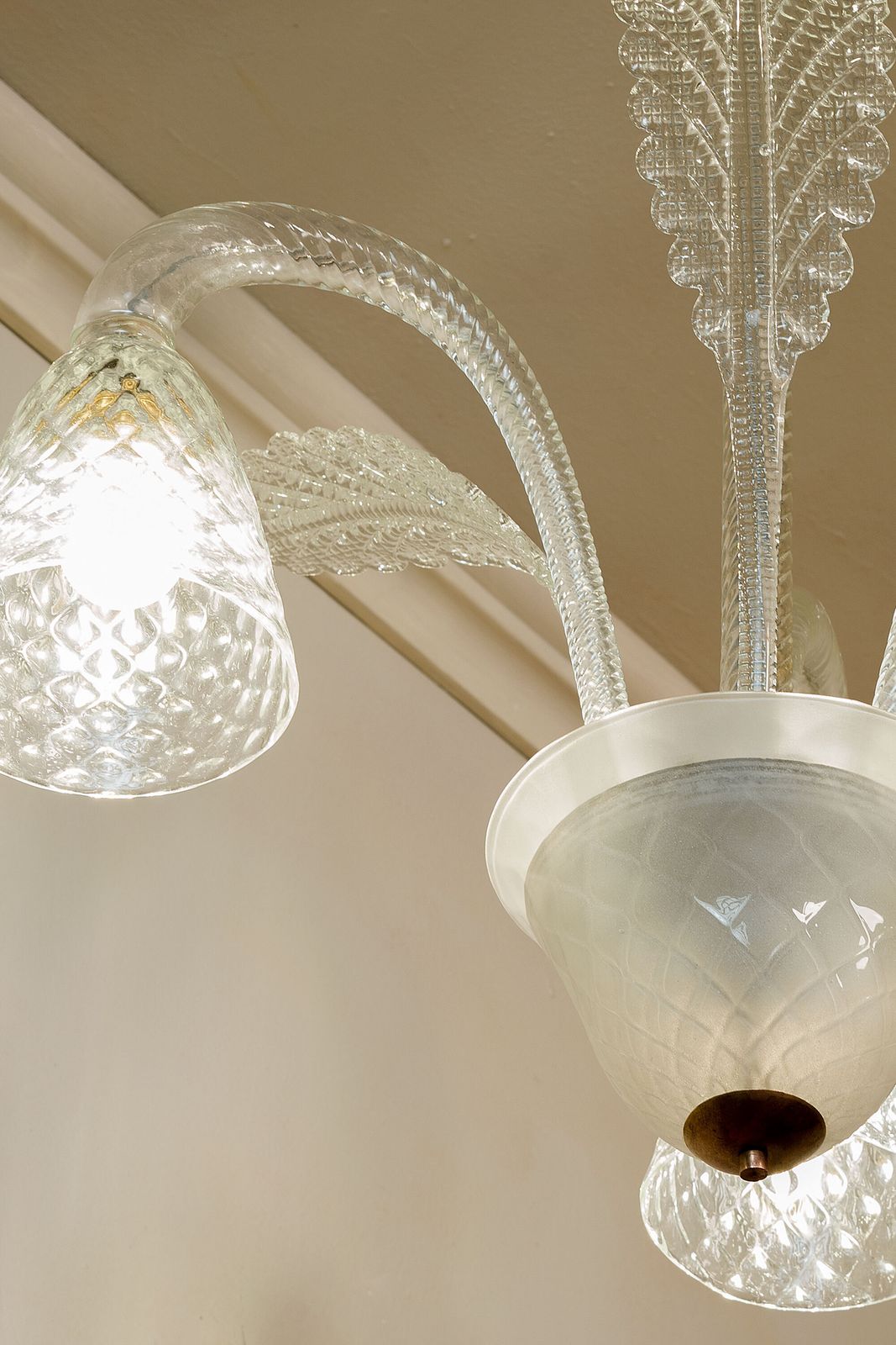 photo furniture Three Light Art Deco Blown Glass Chandelier From Murano