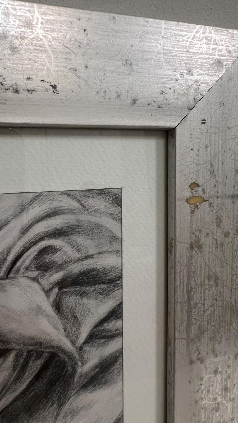 Contemporary Pencil Drawing Of Draped Fabric, Framed And Glazed photo vinterior
