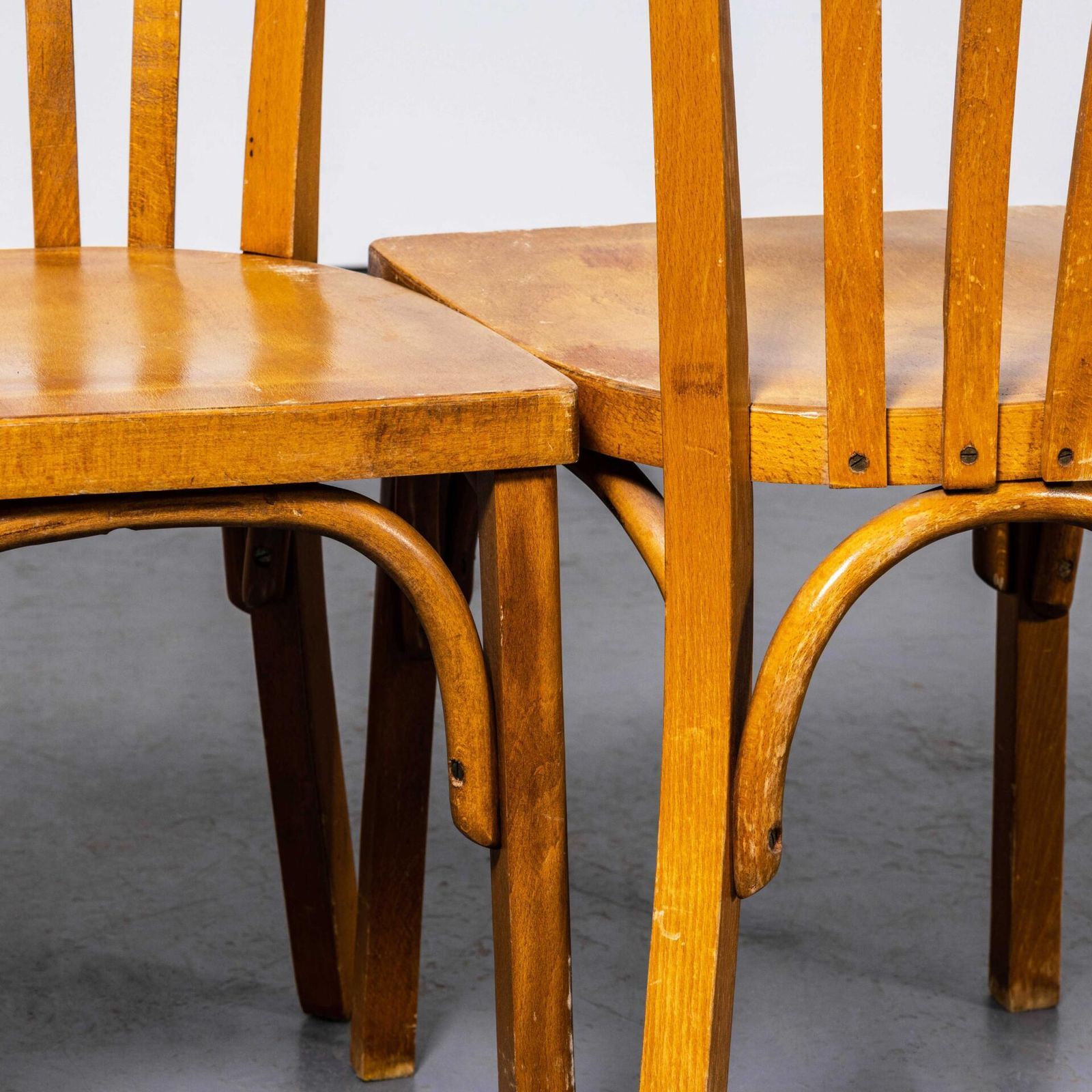 1950’s Luterma Honey Oak Bentwood Flat Seat Dining Chair – Set Of Four photo vinterior