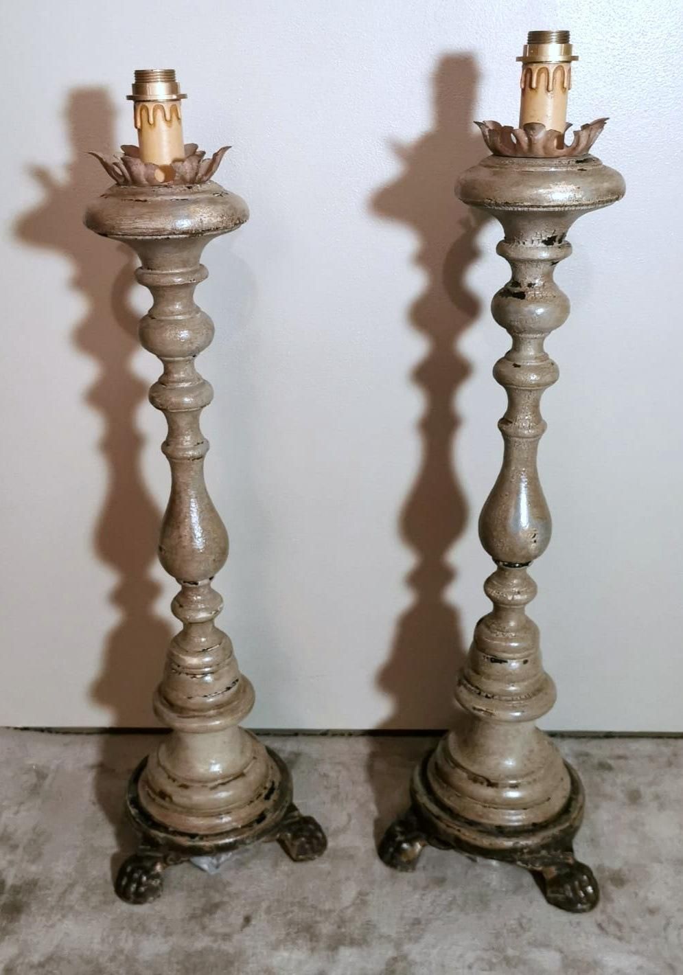 Italian Wooden Church Candlesticks In The Shape Of A Torch Holder photo furniture