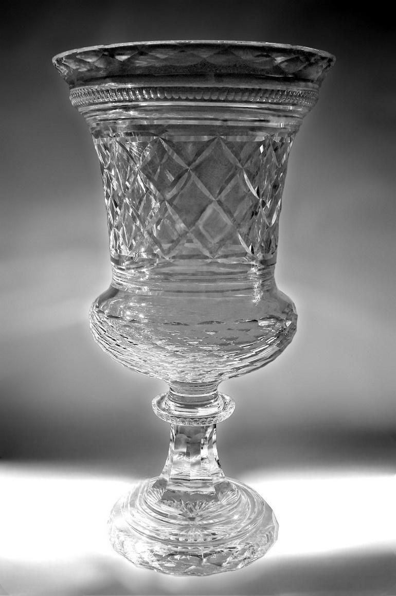 Florentine Renaissance Style Huge Italian Cut And Ground Crystal Medici Vase photo Home Decor